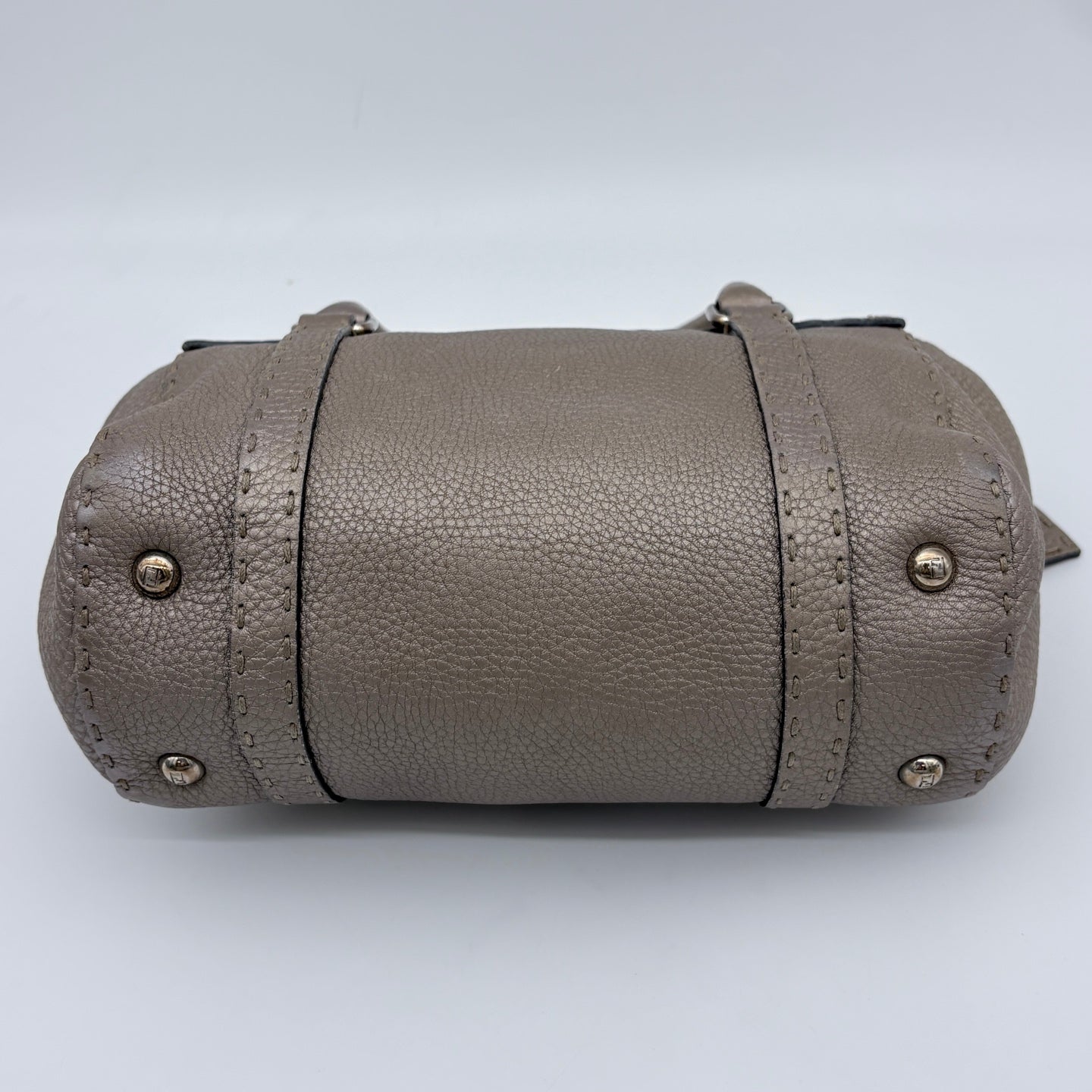 Fendi Selleria Grey Roman Leather Top Handle Bag [Used]