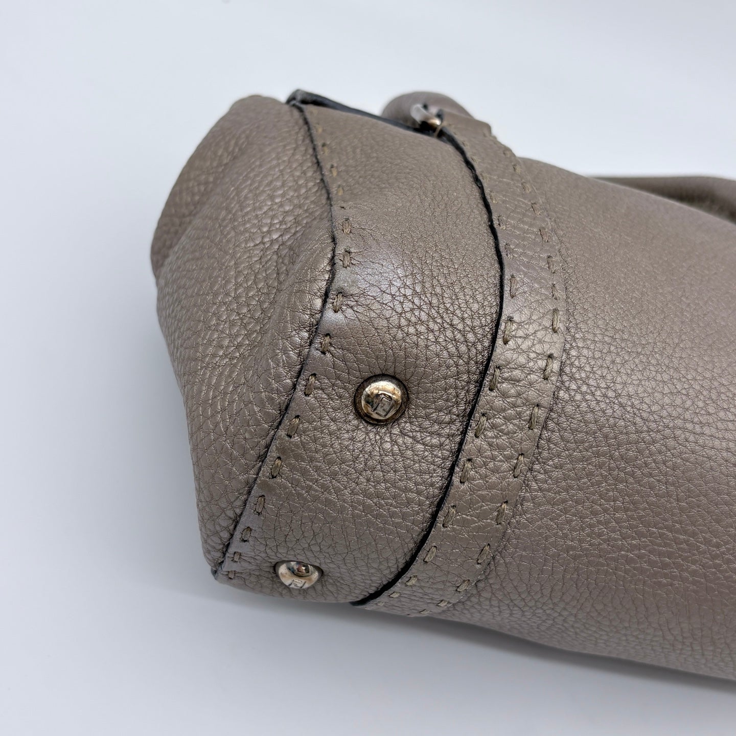 Fendi Selleria Grey Roman Leather Top Handle Bag [Used]