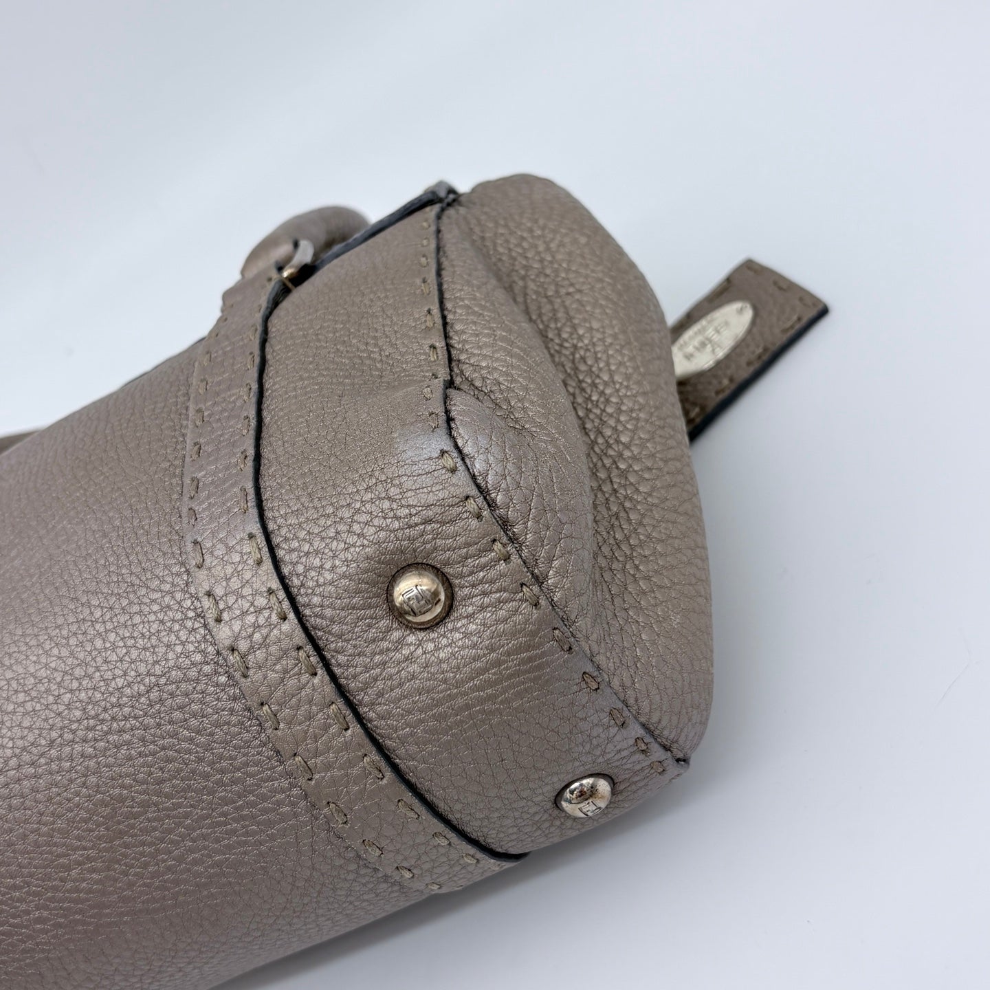Fendi Selleria Grey Roman Leather Top Handle Bag [Used]