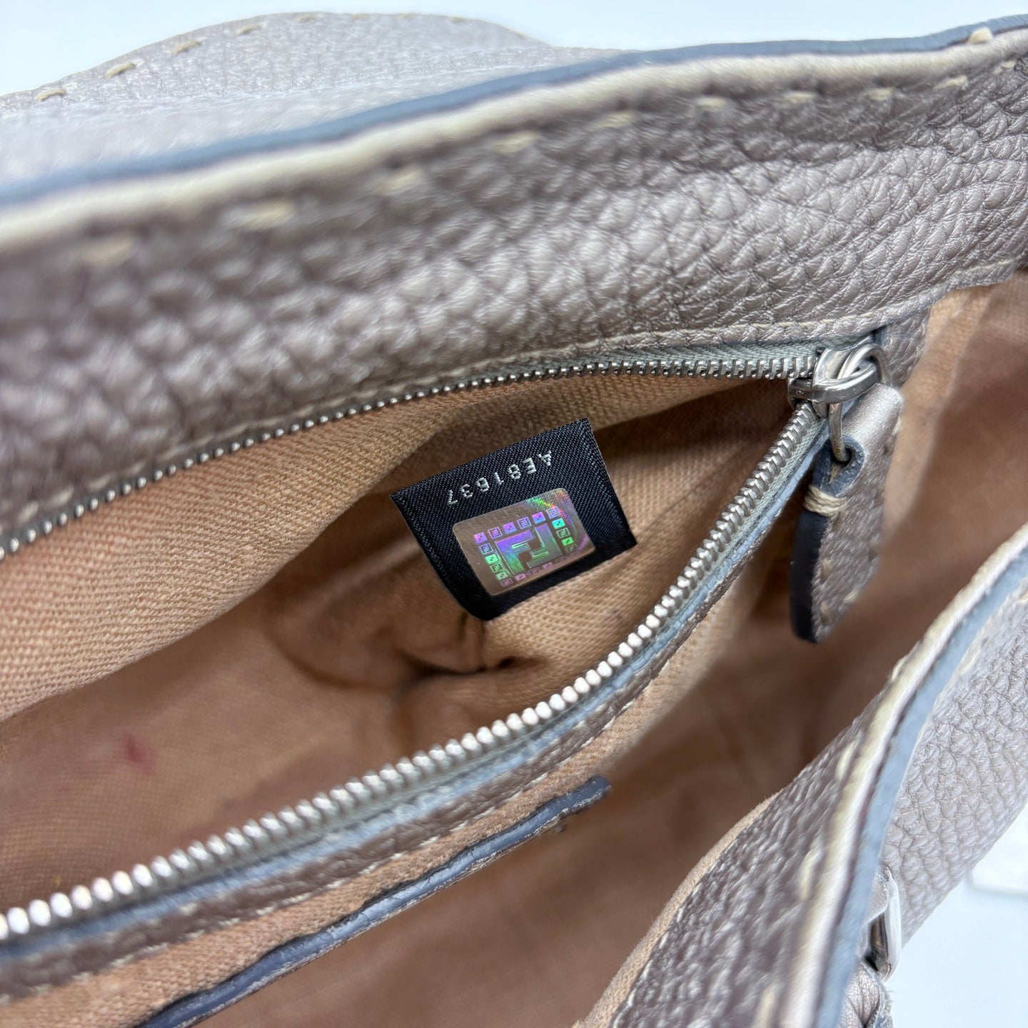 Fendi Selleria Grey Roman Leather Top Handle Bag [Used]