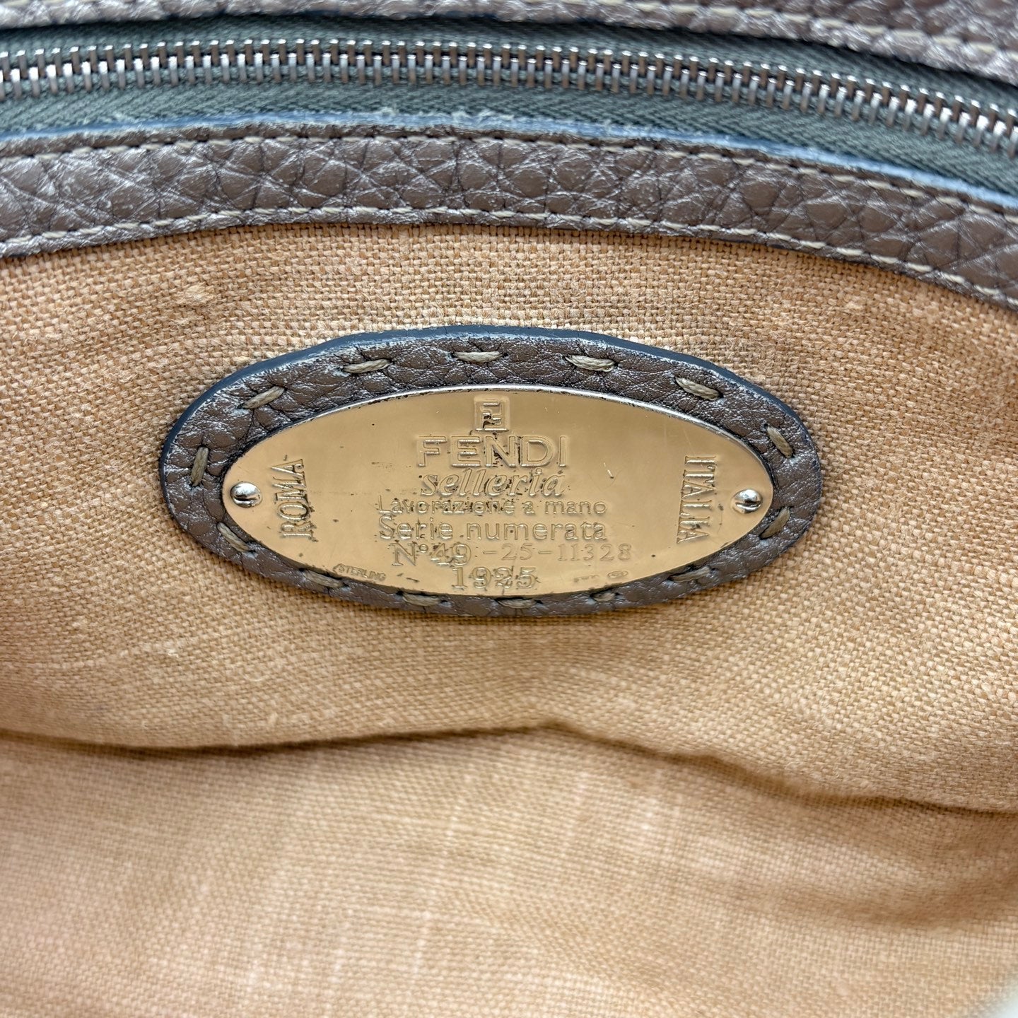 Fendi Selleria Grey Roman Leather Top Handle Bag [Used]