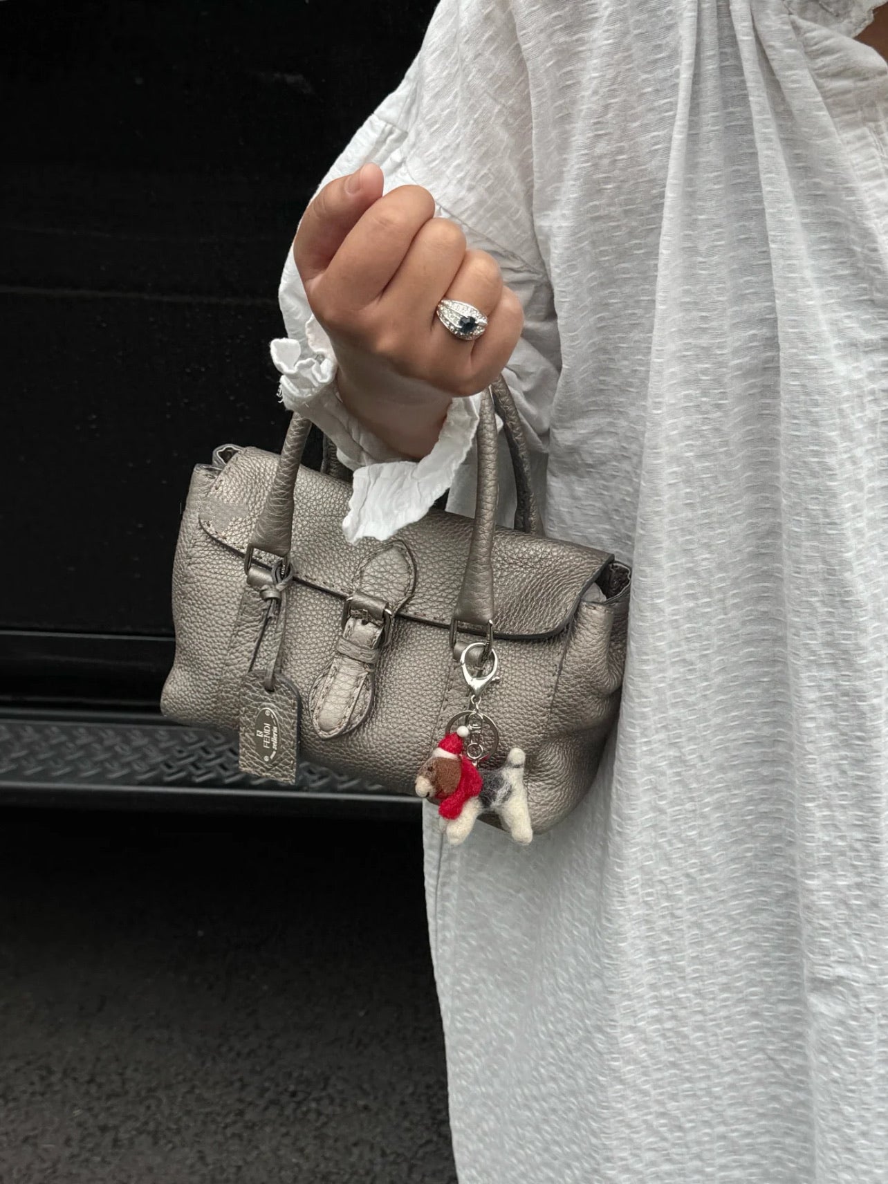 Fendi Selleria Grey Roman Leather Top Handle Bag [Used]