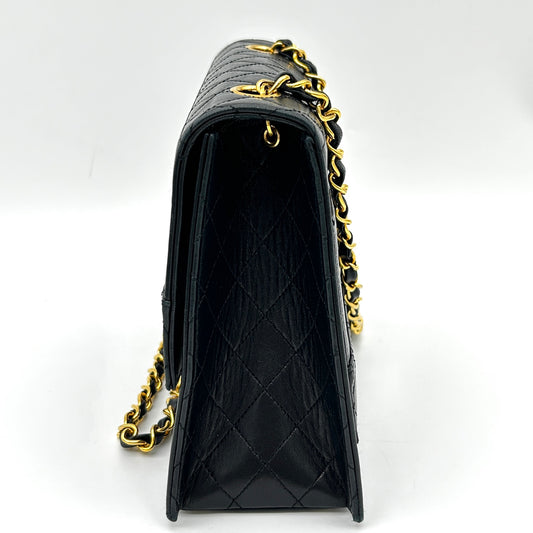 Chanel Black Lambskin Chain Flap Bag Gold Hardware [Used]