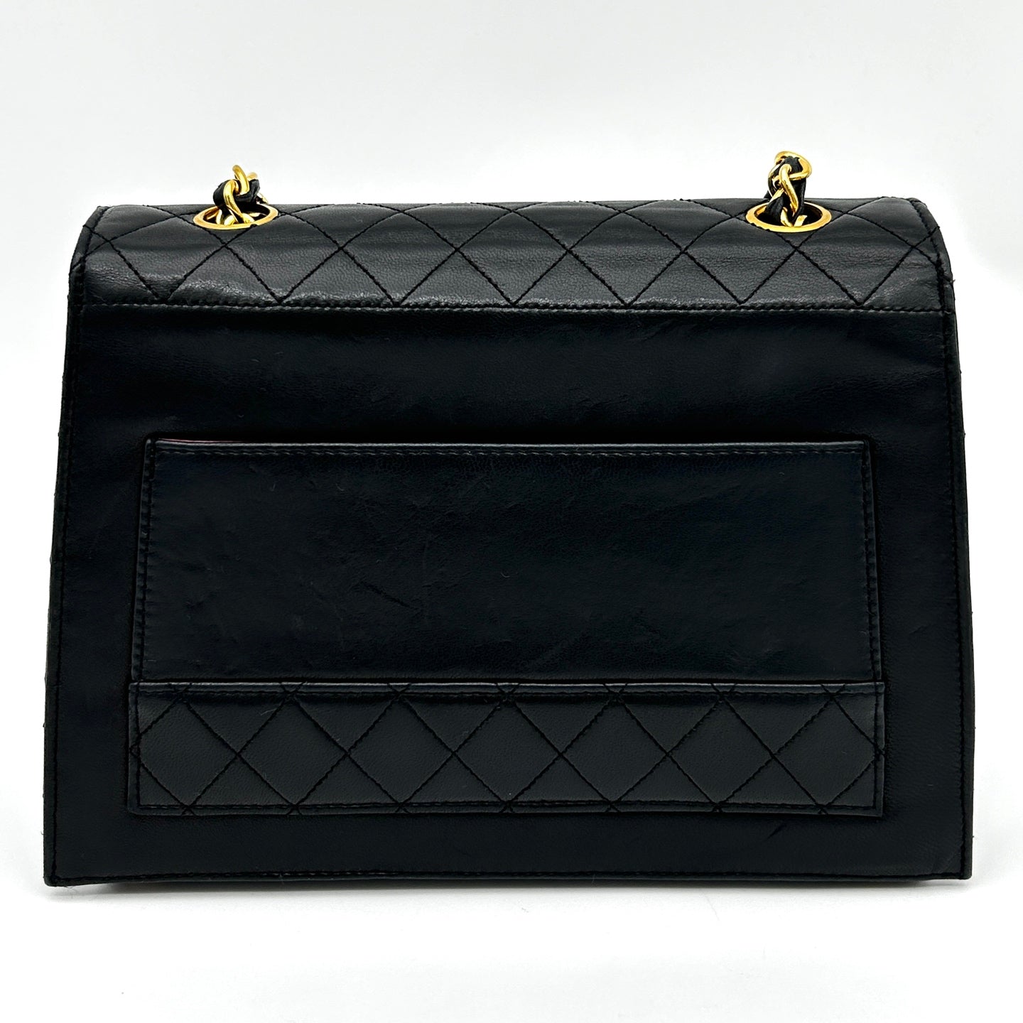 Chanel Black Lambskin Chain Flap Bag Gold Hardware [Used]