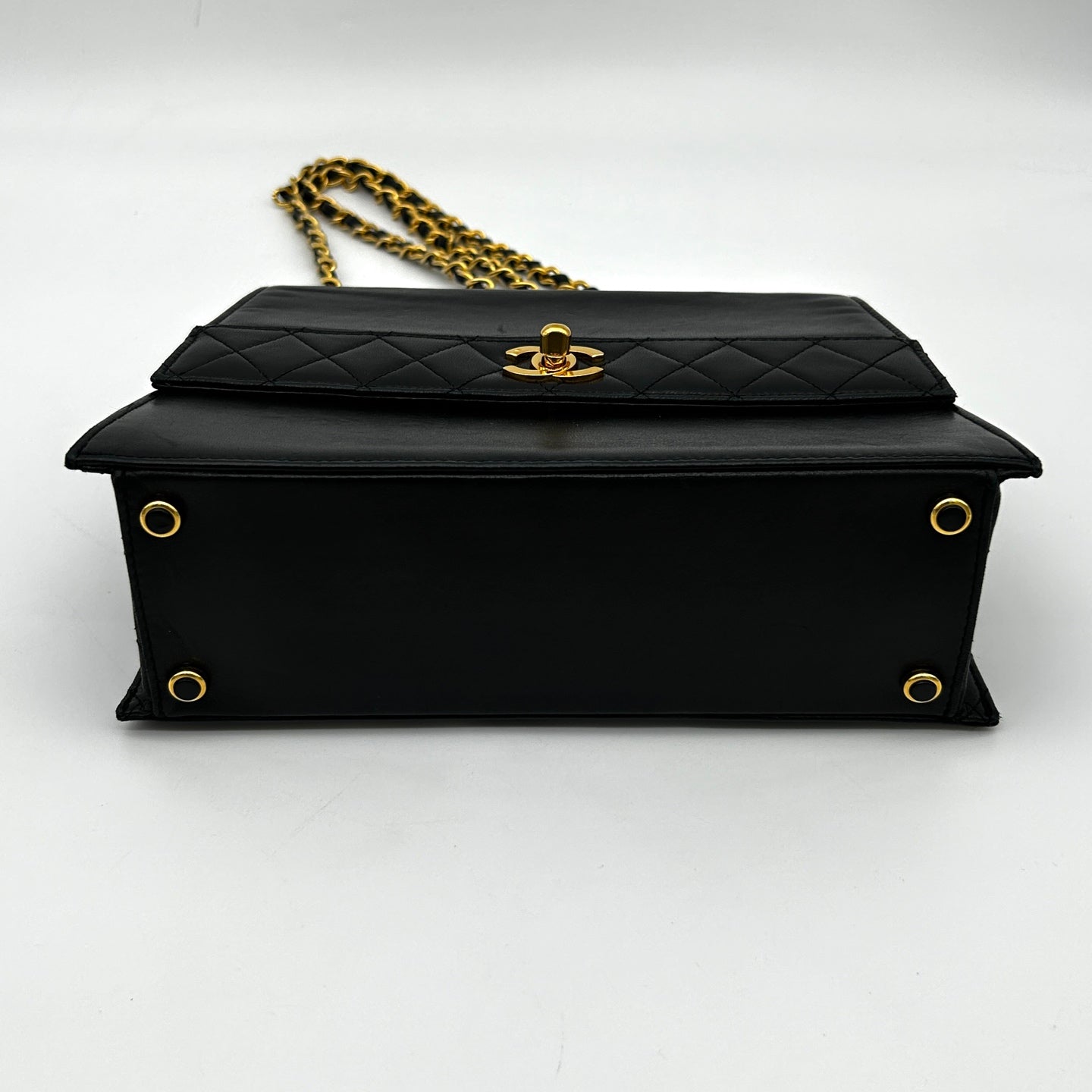 Chanel Black Lambskin Chain Flap Bag Gold Hardware [Used]