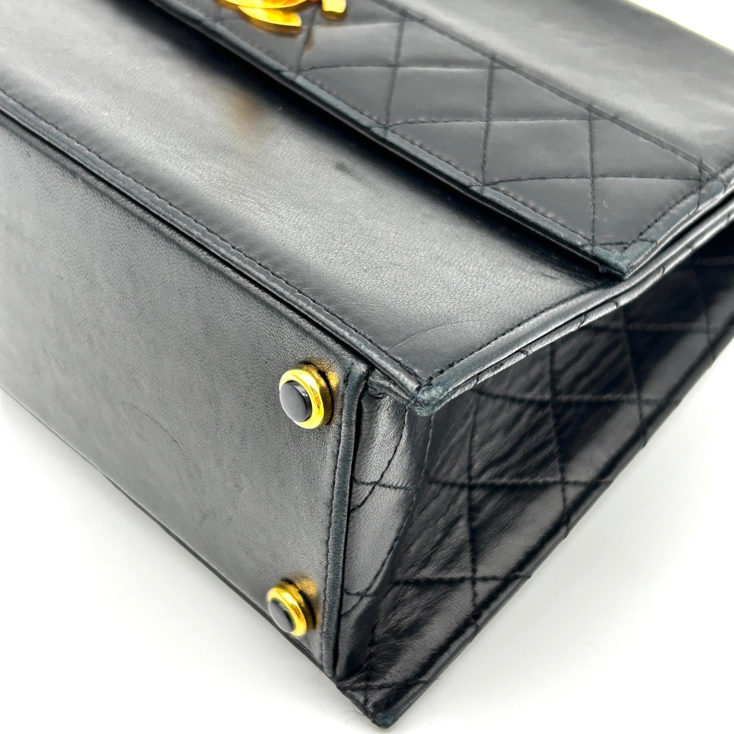 Chanel Black Lambskin Chain Flap Bag Gold Hardware [Used]