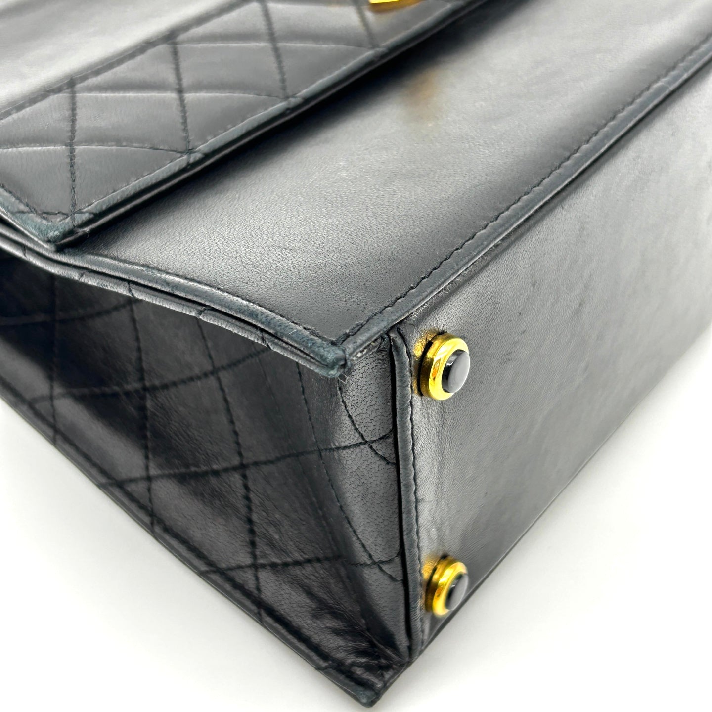 Chanel Black Lambskin Chain Flap Bag Gold Hardware [Used]