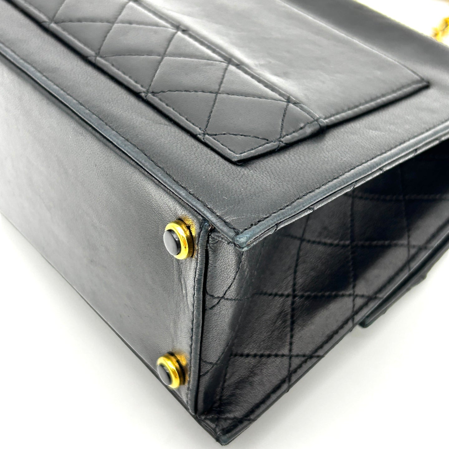 Chanel Black Lambskin Chain Flap Bag Gold Hardware [Used]