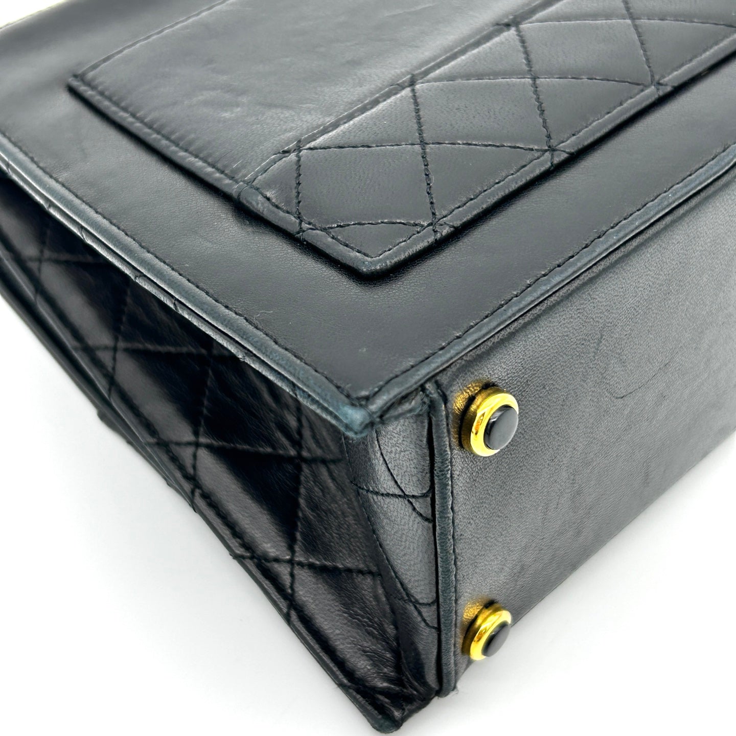 Chanel Black Lambskin Chain Flap Bag Gold Hardware [Used]