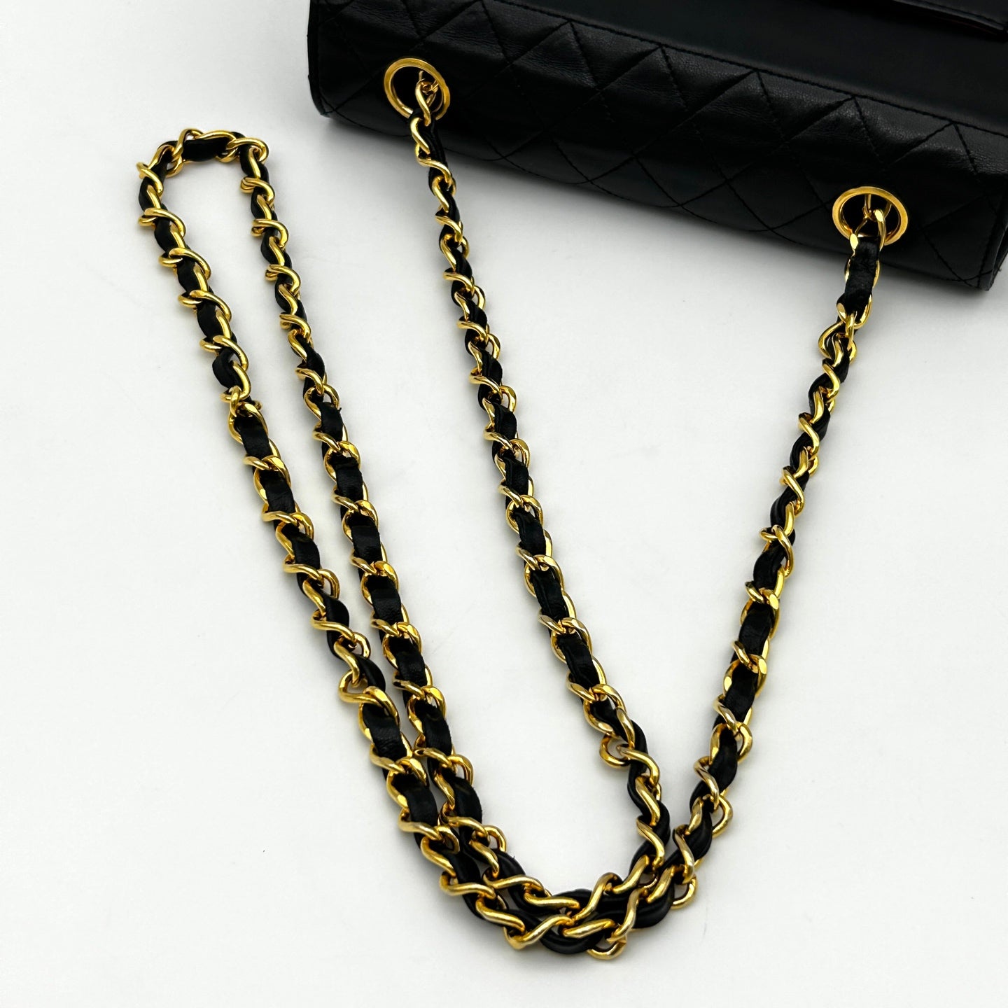 Chanel Black Lambskin Chain Flap Bag Gold Hardware [Used]