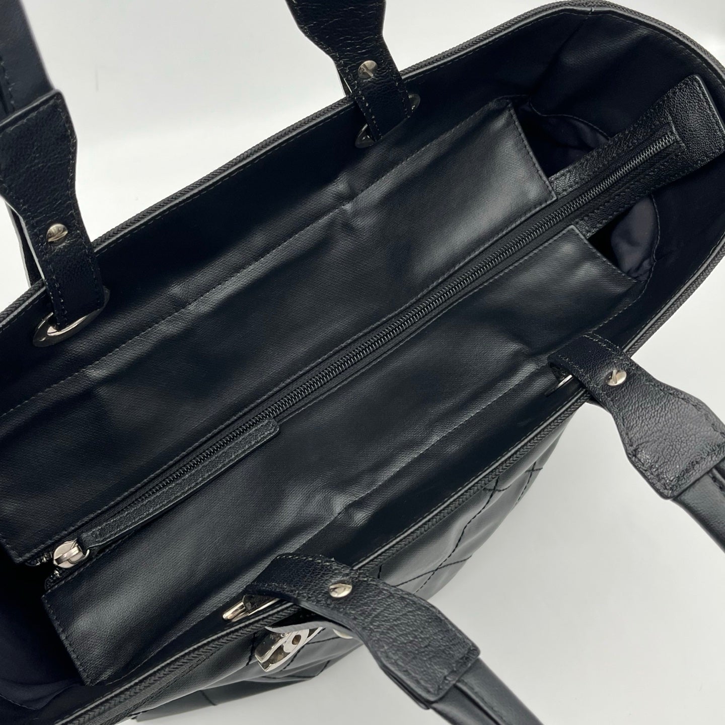 Chanel Black Quilted Coated Leather Canvas Tote Bag [Used]