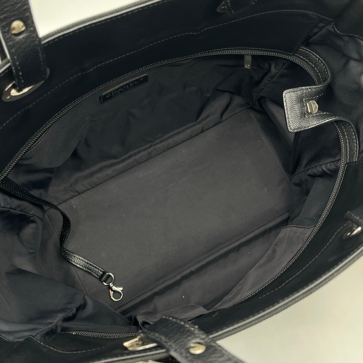 Chanel Black Quilted Coated Leather Canvas Tote Bag [Used]