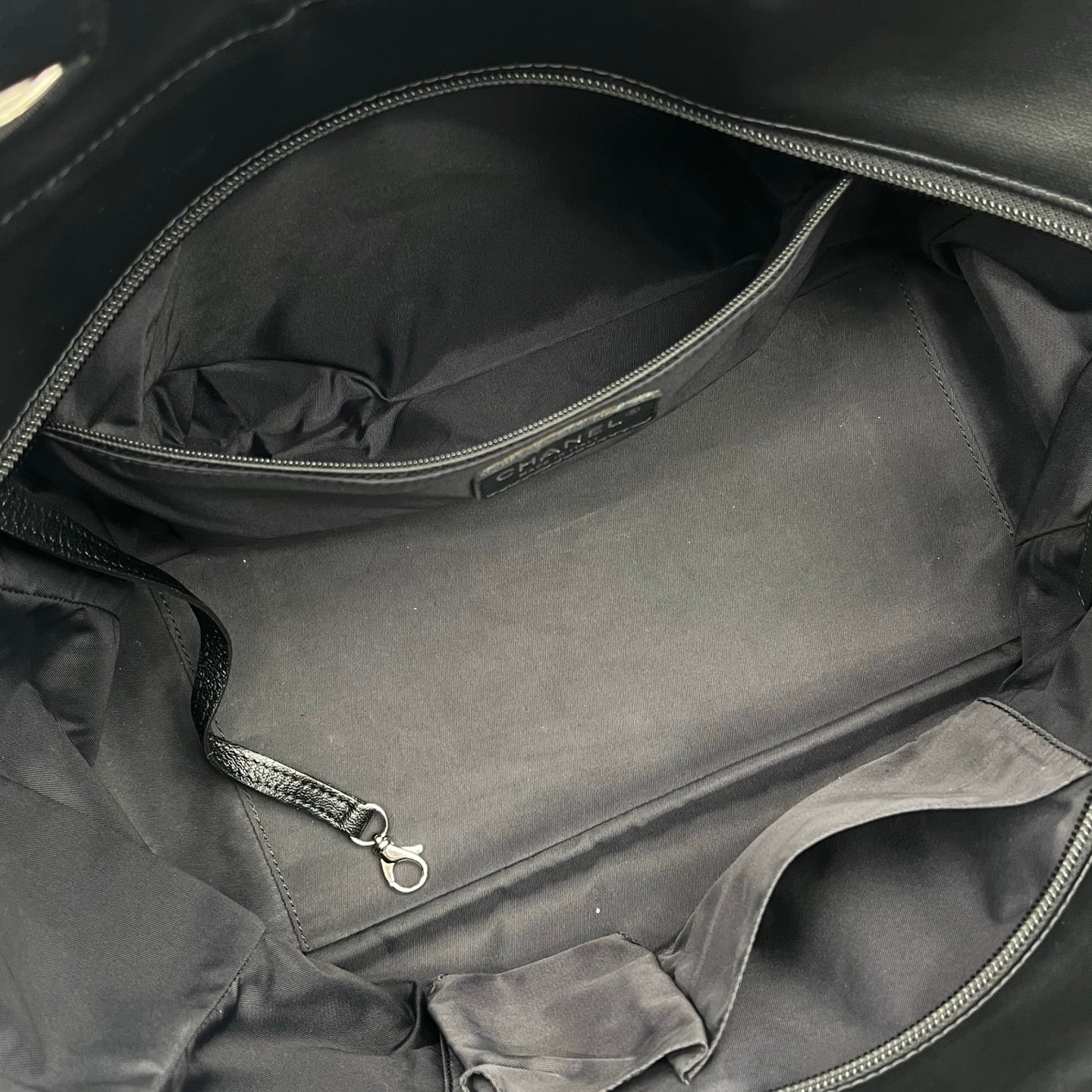Chanel Black Quilted Coated Leather Canvas Tote Bag [Used]