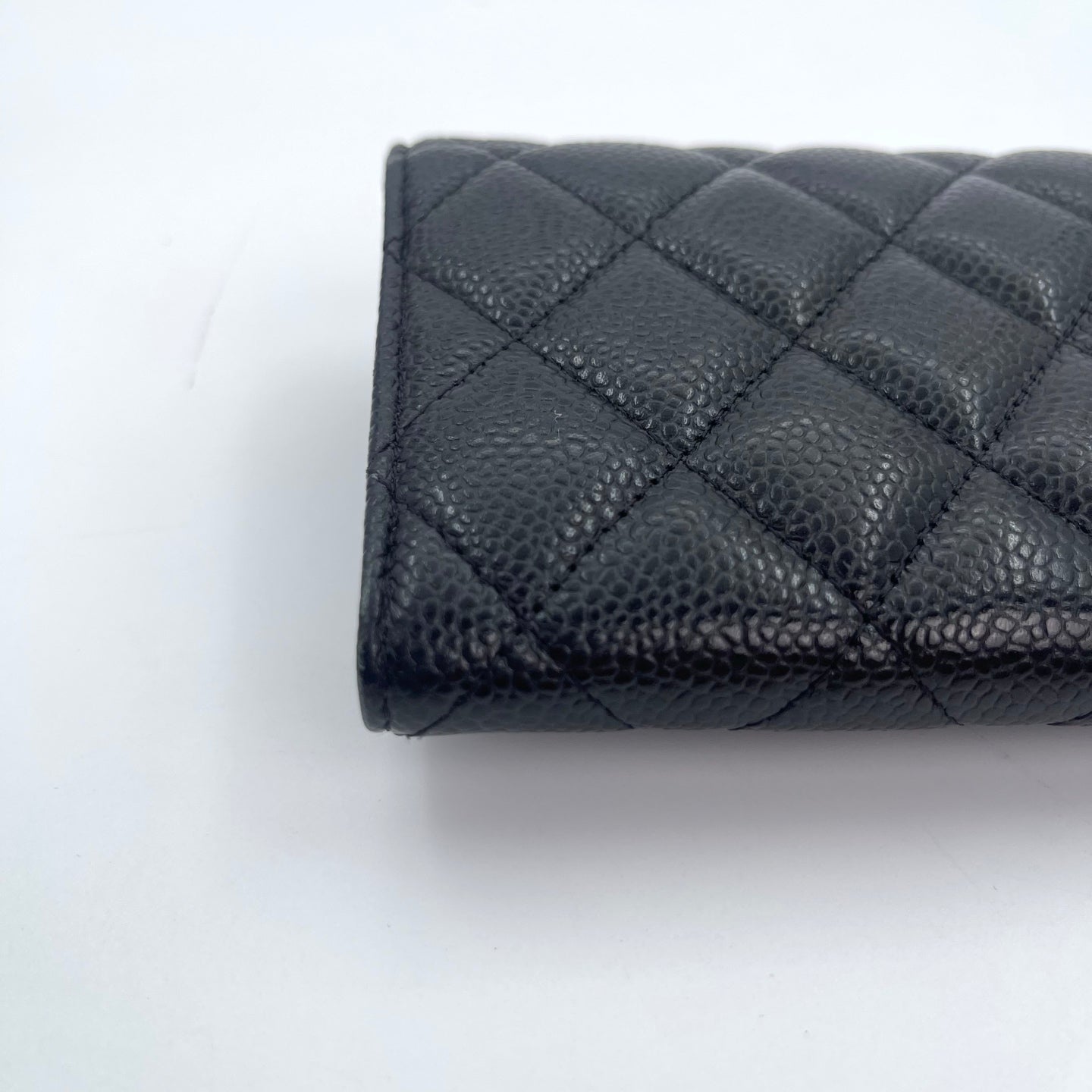 Chanel Classic Flap Black Caviar Leather Long Wallet Gold Hardware [Used]