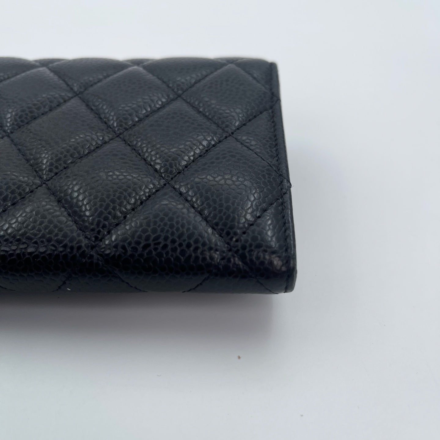 Chanel Classic Flap Black Caviar Leather Long Wallet Gold Hardware [Used]
