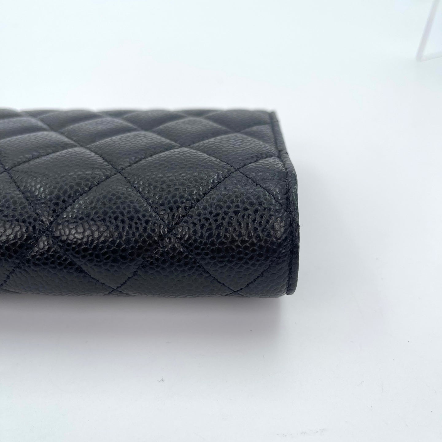 Chanel Classic Flap Black Caviar Leather Long Wallet Gold Hardware [Used]