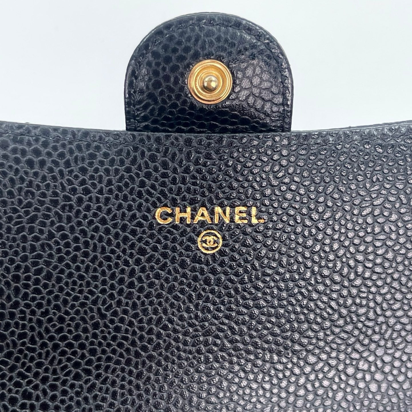 Chanel Classic Flap Black Caviar Leather Long Wallet Gold Hardware [Used]