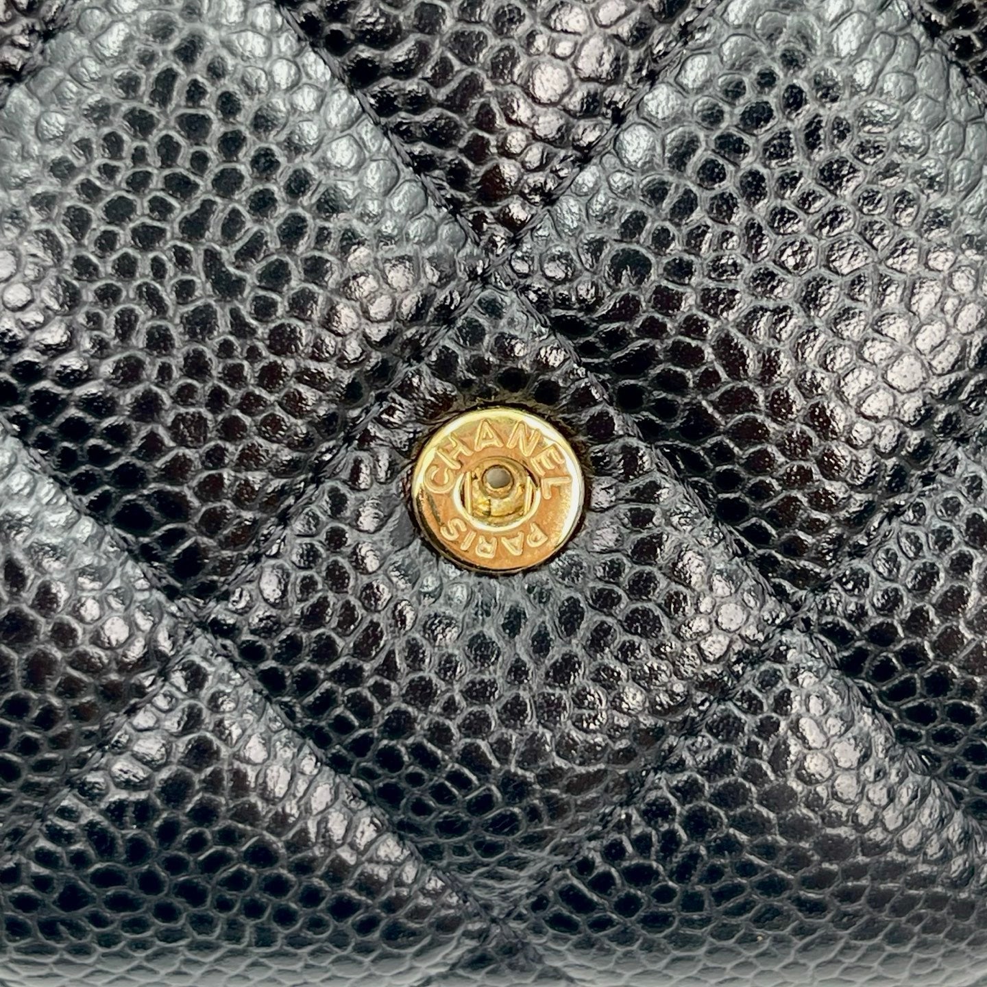 Chanel Classic Flap Black Caviar Leather Long Wallet Gold Hardware [Used]