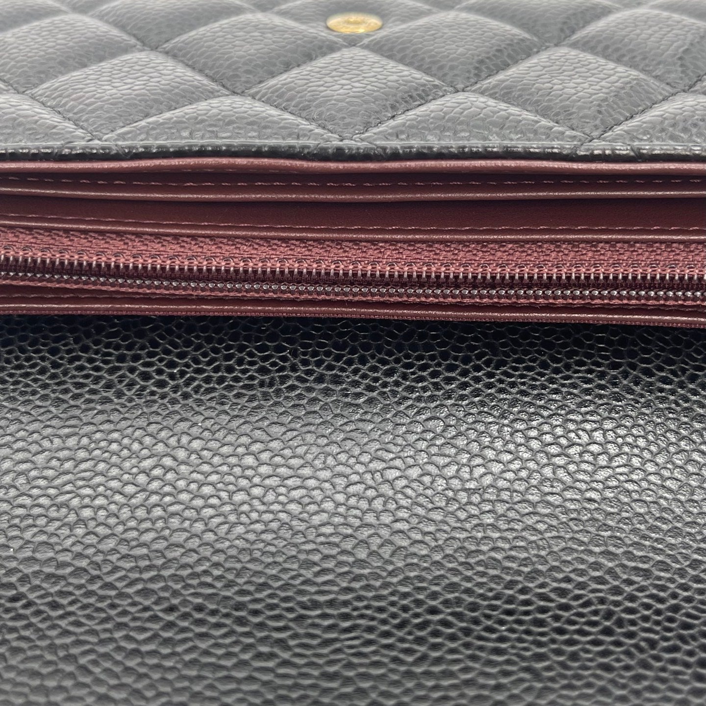 Chanel Classic Flap Black Caviar Leather Long Wallet Gold Hardware [Used]