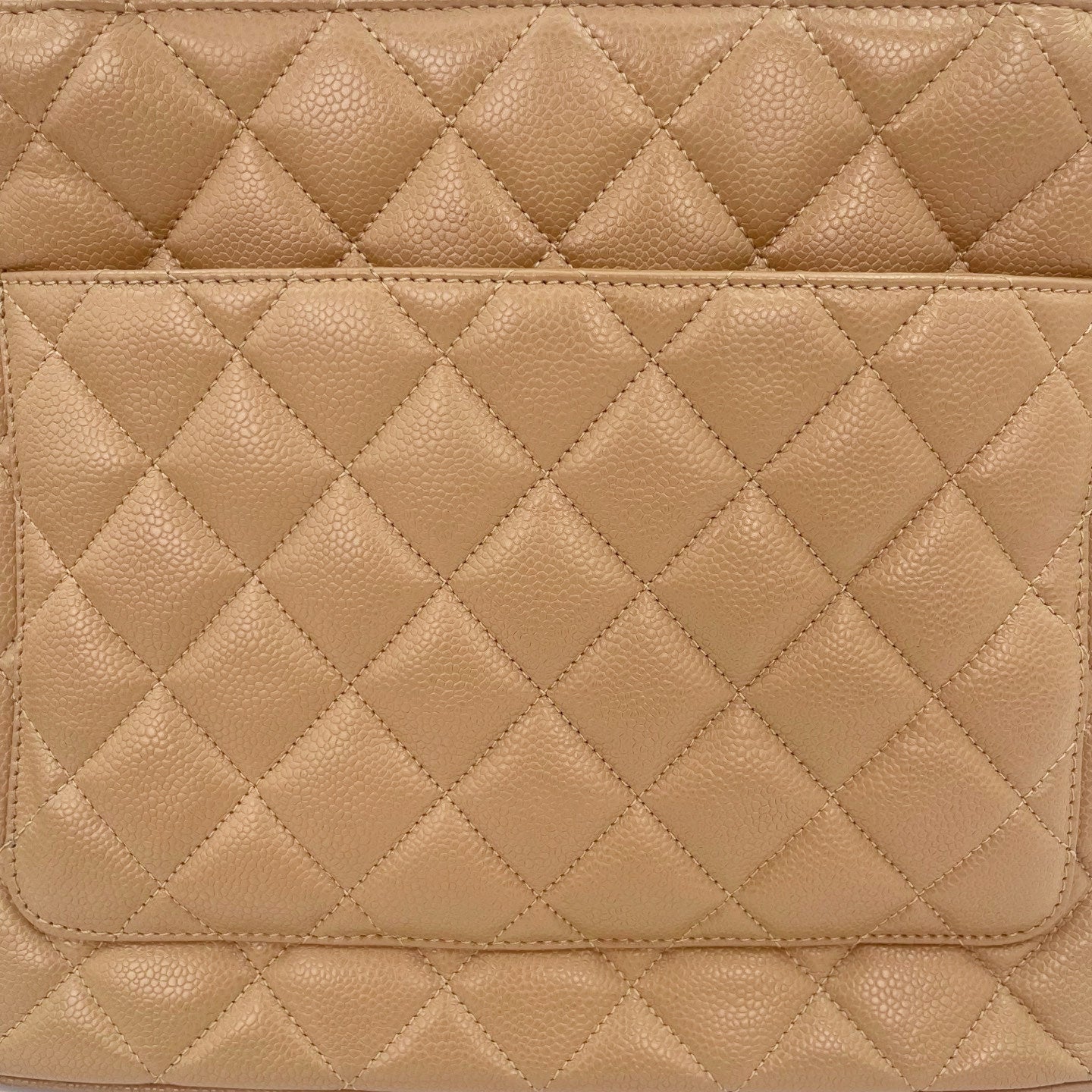Chanel Beige Caviar Leather Medallion Tote Bag Gold Hardware [Used]