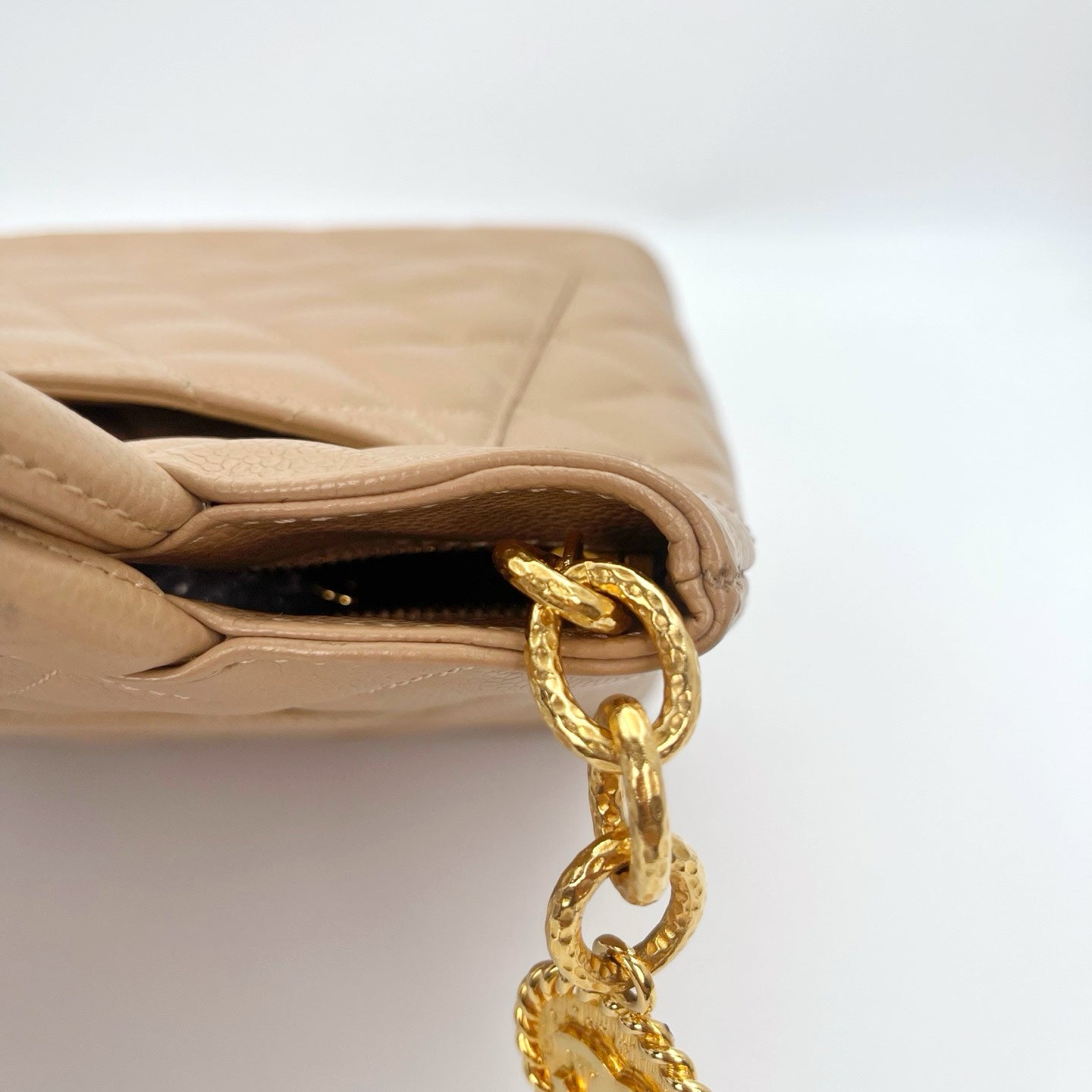 Chanel Beige Caviar Leather Medallion Tote Bag Gold Hardware [Used]