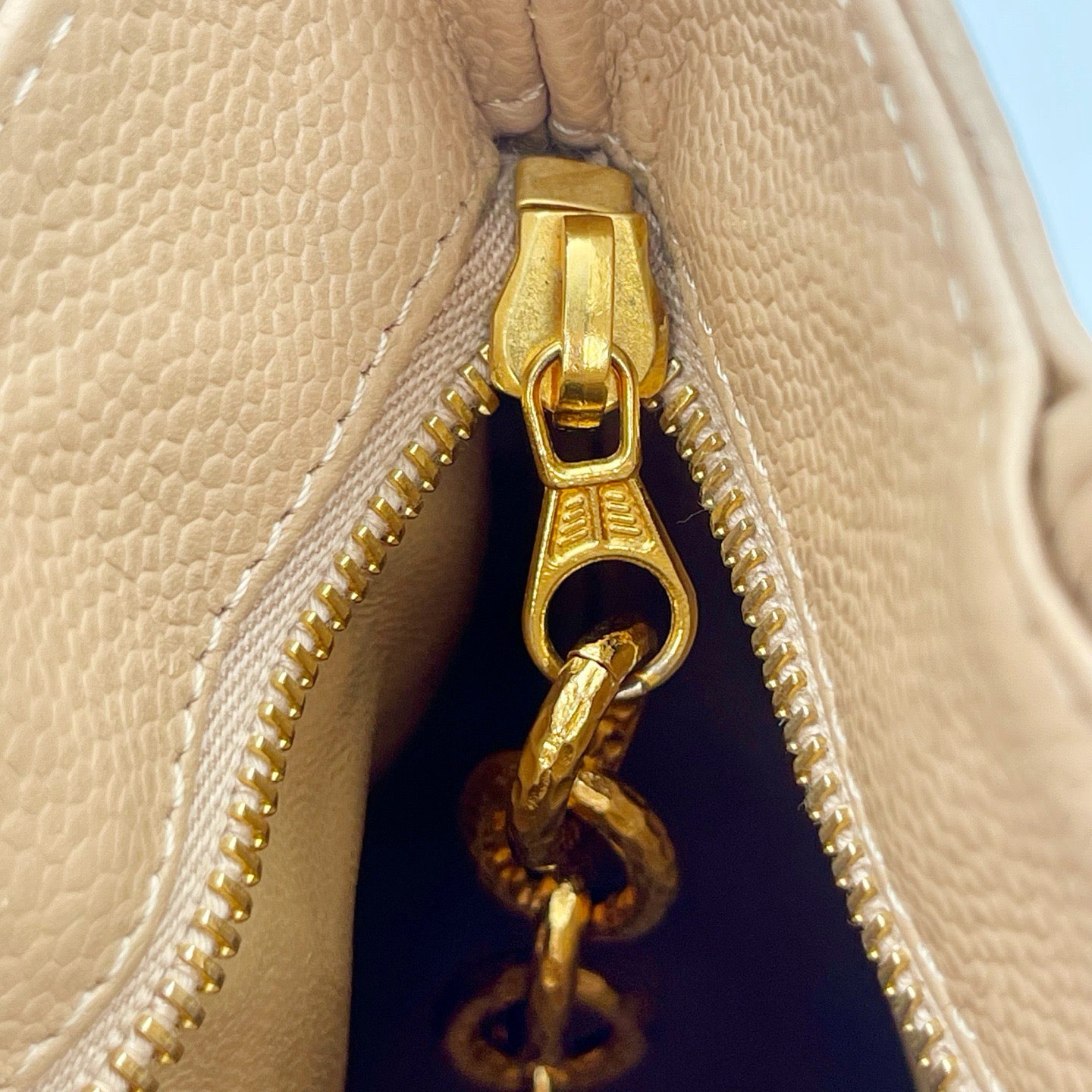 Chanel Beige Caviar Leather Medallion Tote Bag Gold Hardware [Used]