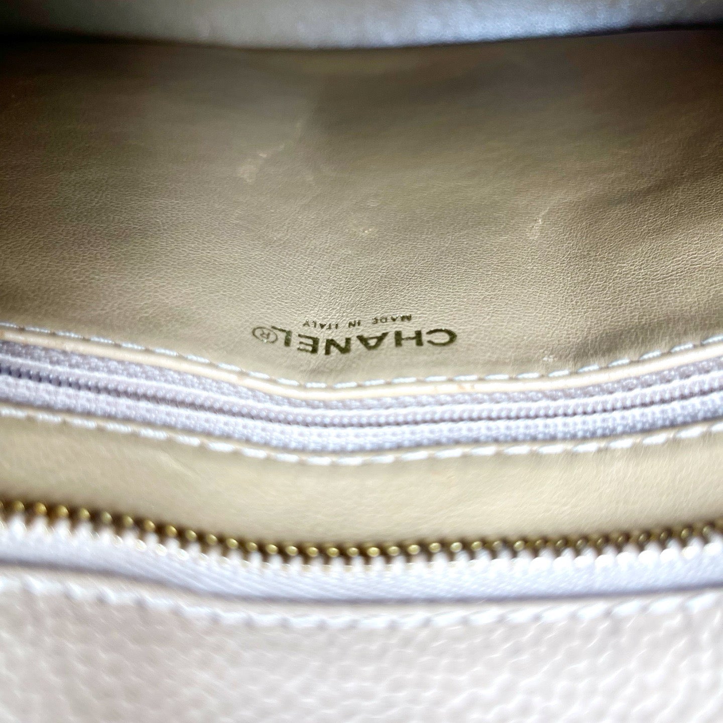 Chanel Beige Caviar Leather Medallion Tote Bag Gold Hardware [Used]
