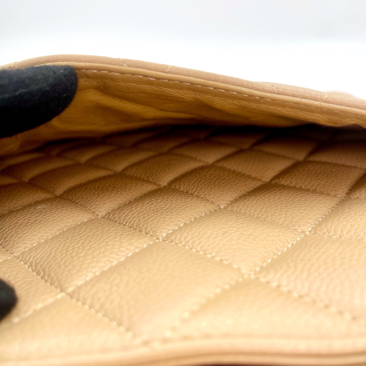Chanel Beige Caviar Leather Medallion Tote Bag Gold Hardware [Used]