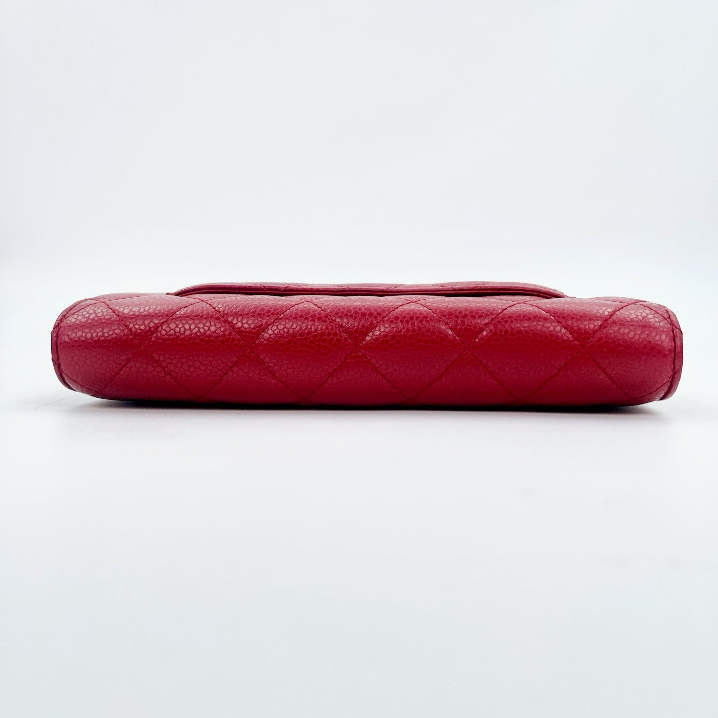 Chanel Red Caviar Leather WOC Chain Wallet Silver Hardware [Used]