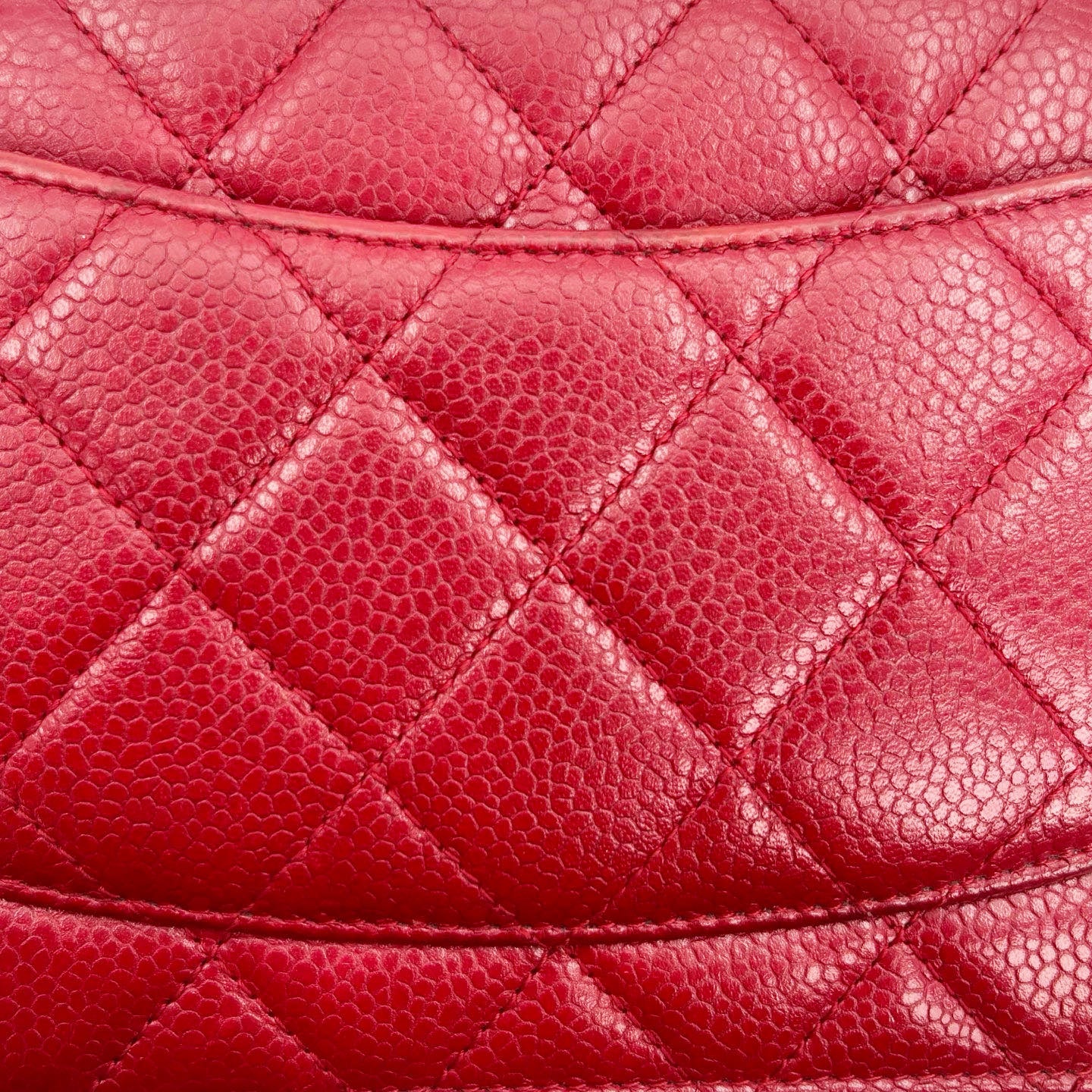 Chanel Red Caviar Leather WOC Chain Wallet Silver Hardware [Used]
