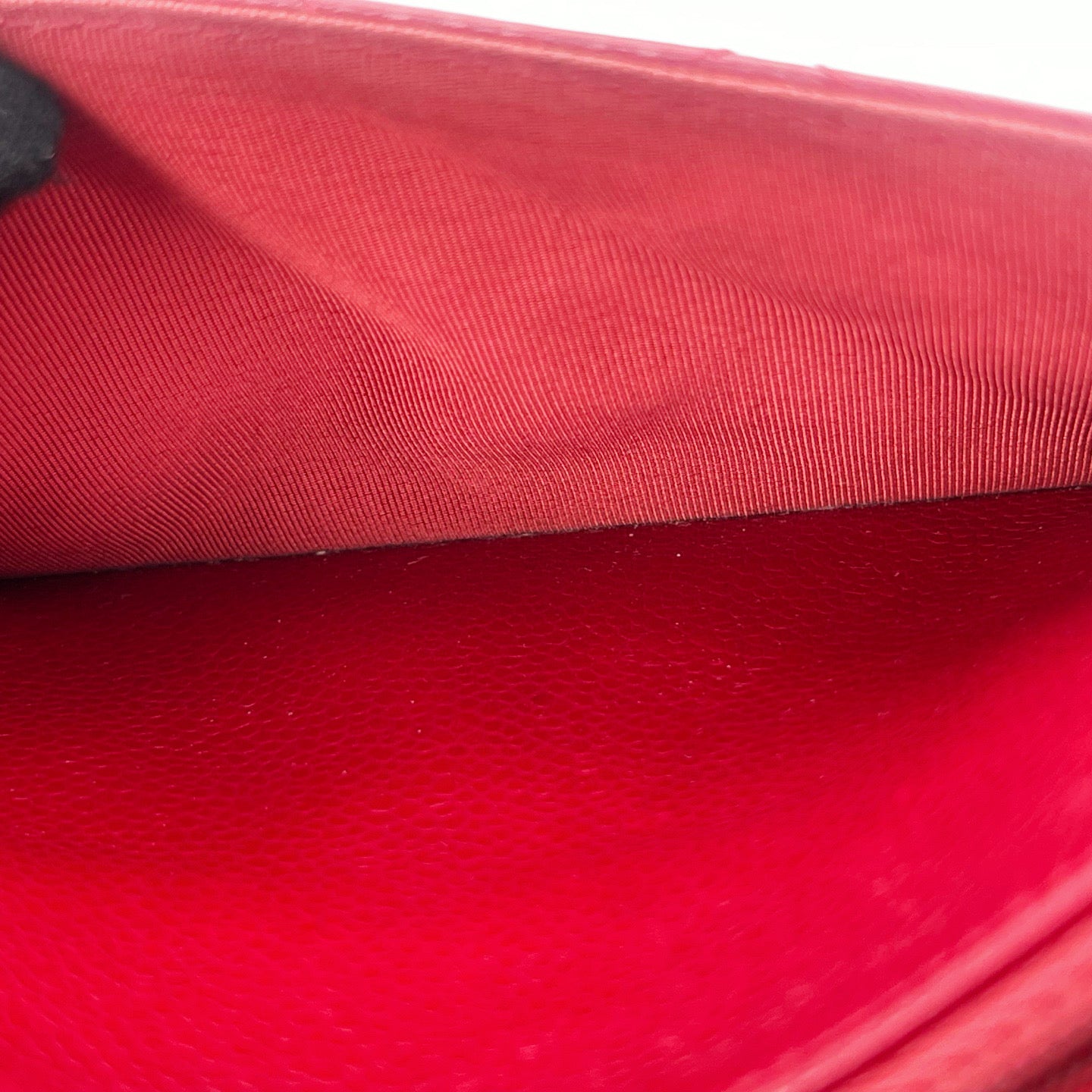 Chanel Red Caviar Leather WOC Chain Wallet Silver Hardware [Used]