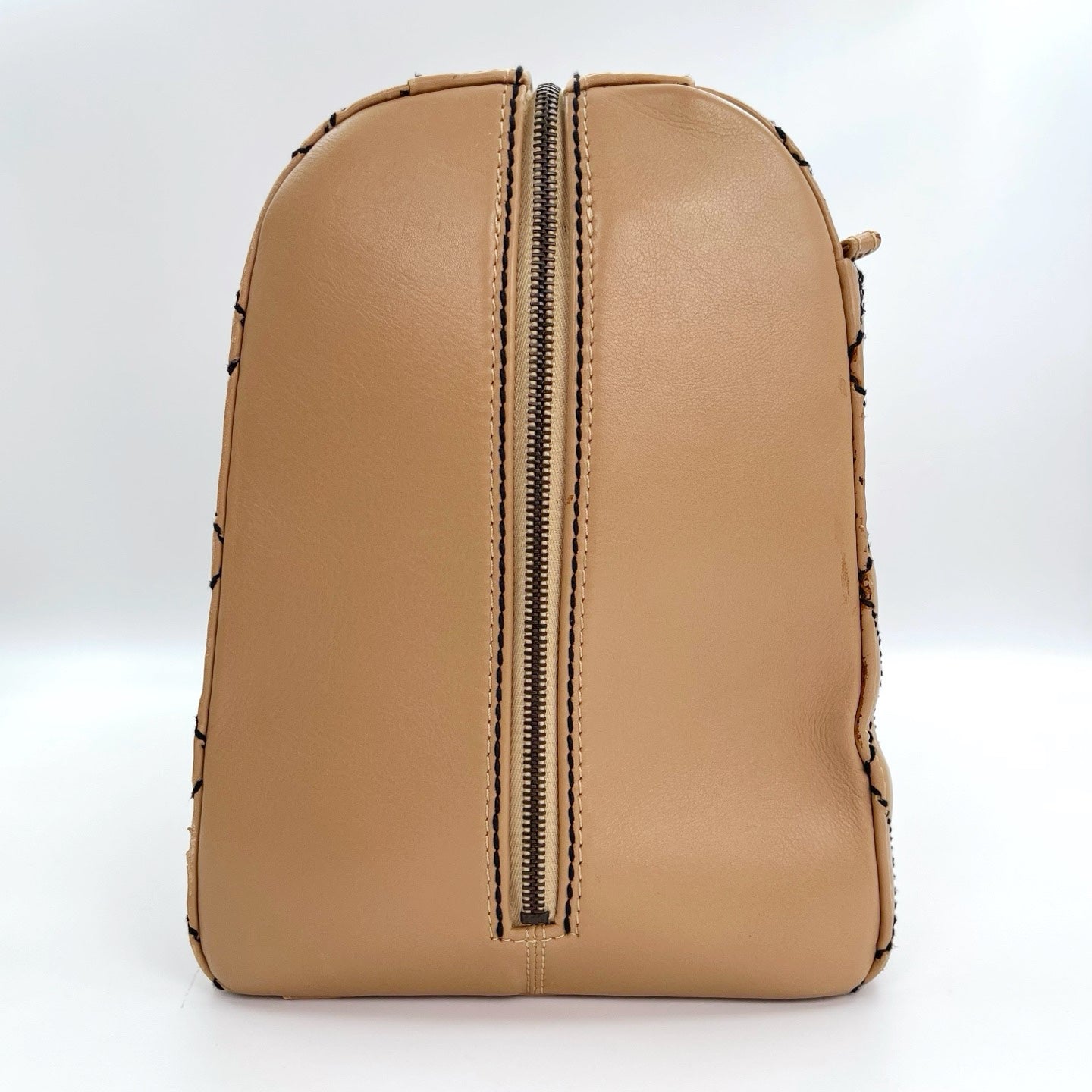 Chanel Beige Quilted Leather Contrast Stitch Boston Travel Bag [Used]