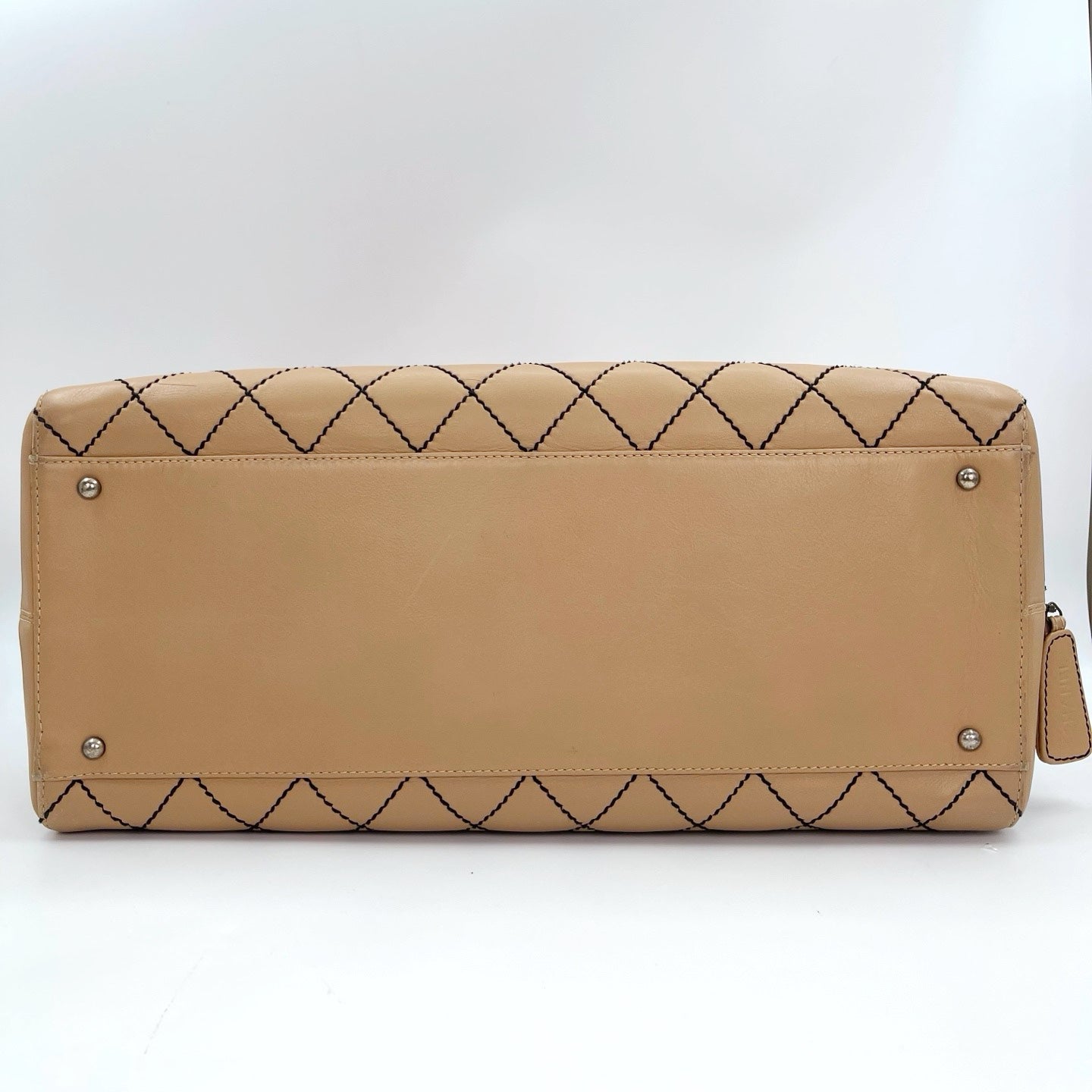 Chanel Beige Quilted Leather Contrast Stitch Boston Travel Bag [Used]