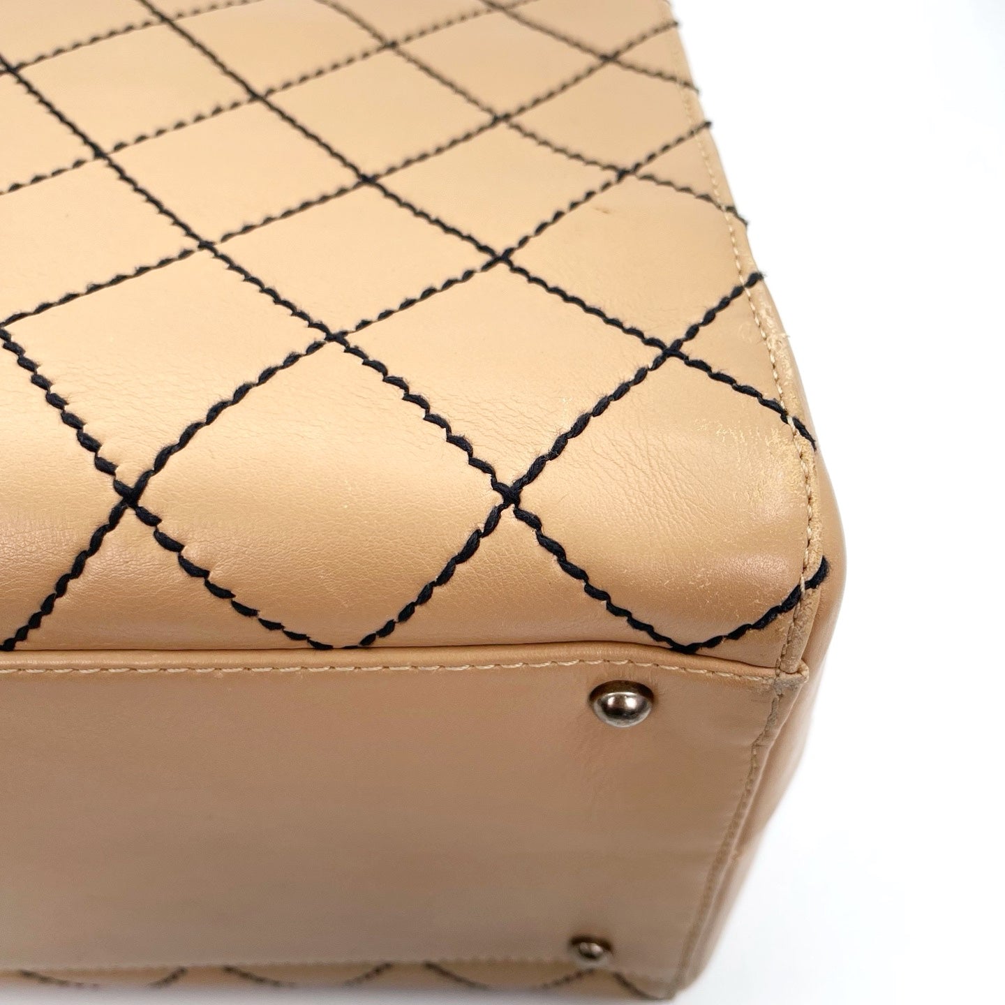 Chanel Beige Quilted Leather Contrast Stitch Boston Travel Bag [Used]