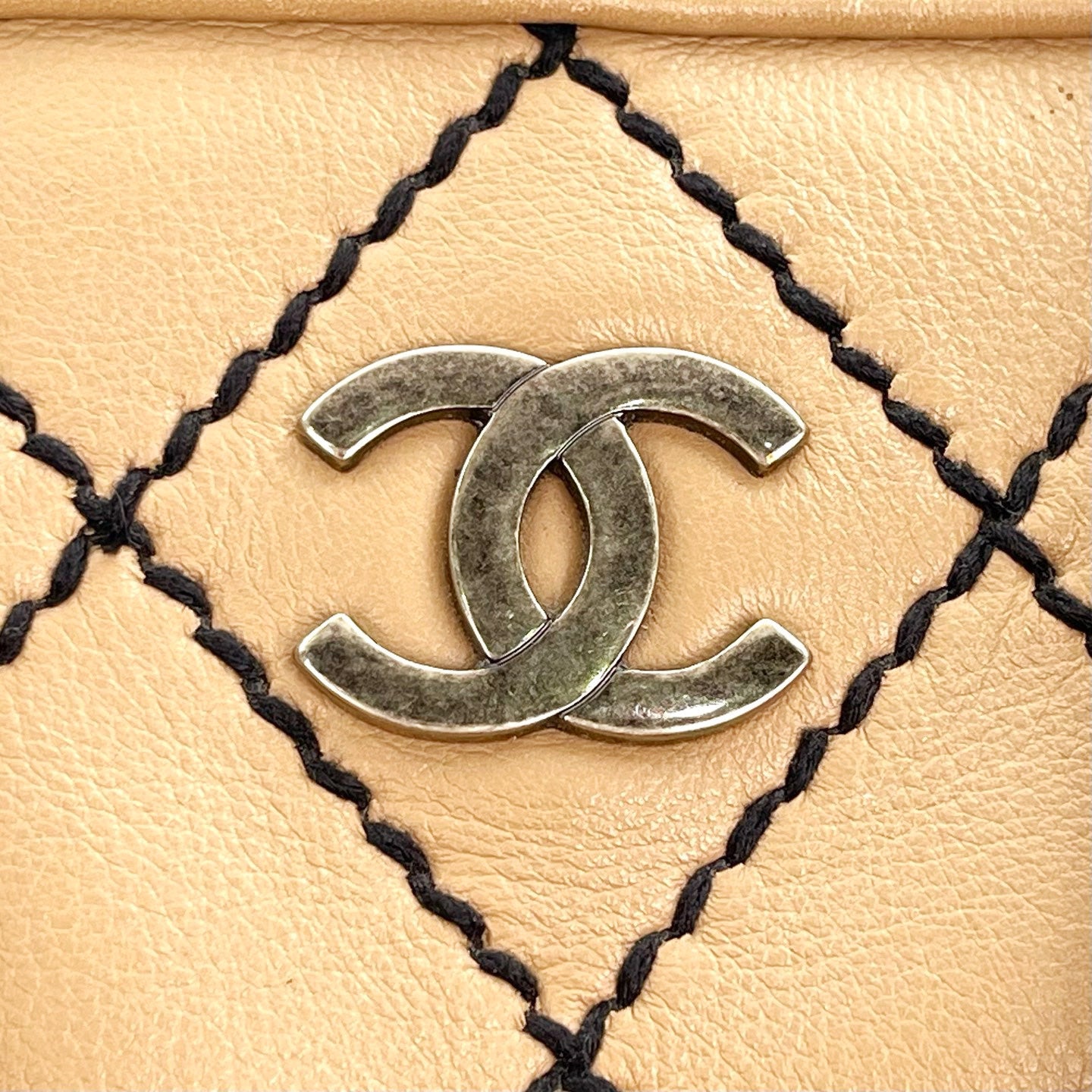 Chanel Beige Quilted Leather Contrast Stitch Boston Travel Bag [Used]