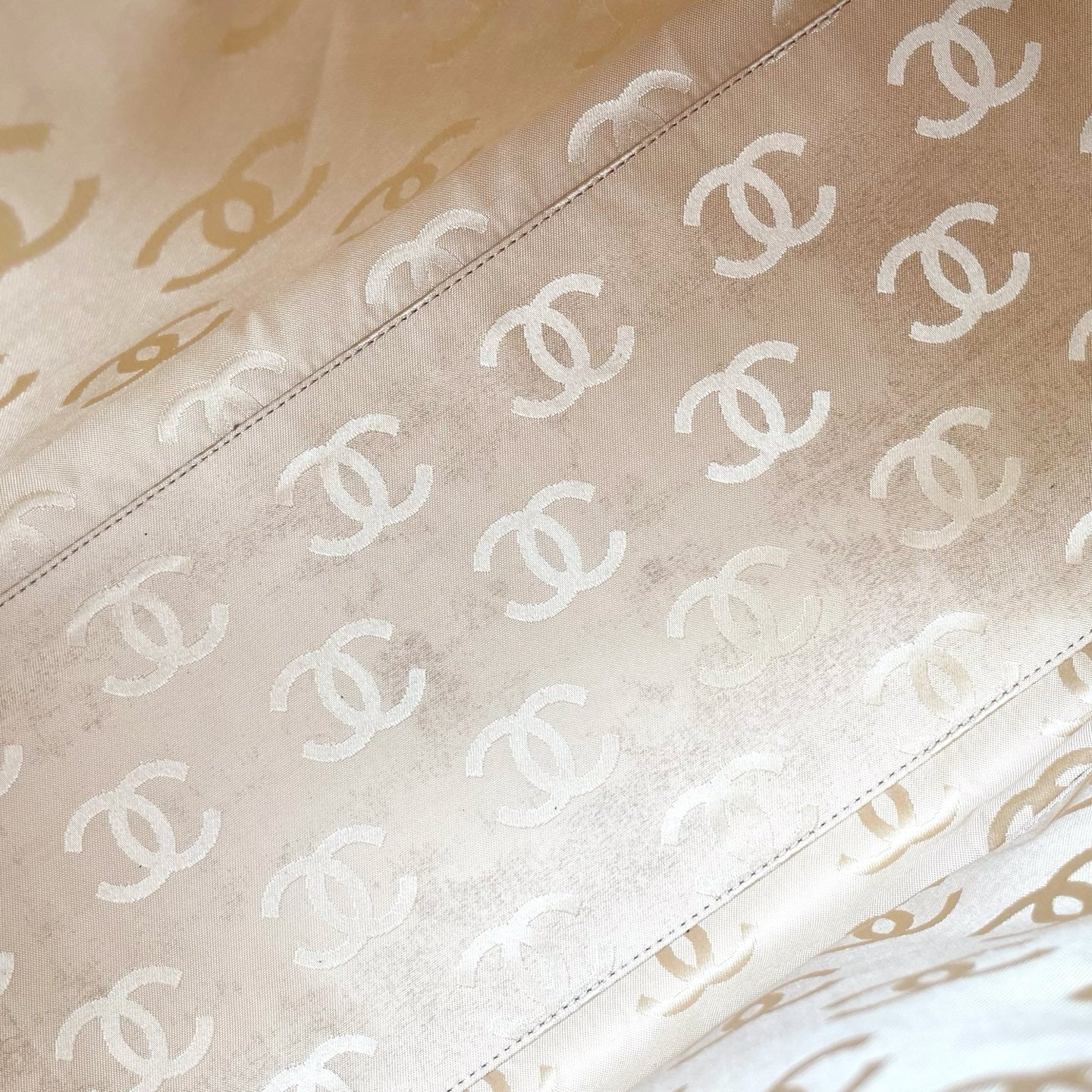 Chanel Beige Quilted Leather Contrast Stitch Boston Travel Bag [Used]