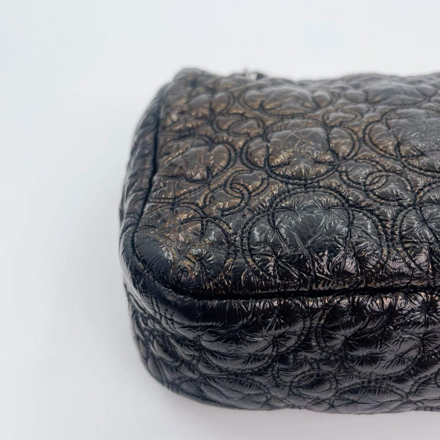 Chanel Paris-Moscow Limited Edition Black Patent Camellia Embossed Flap Chain Backpack [Used]