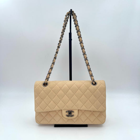 Chanel Classic Flap 25 Nude Aged Leather Silver Hardware [Used]