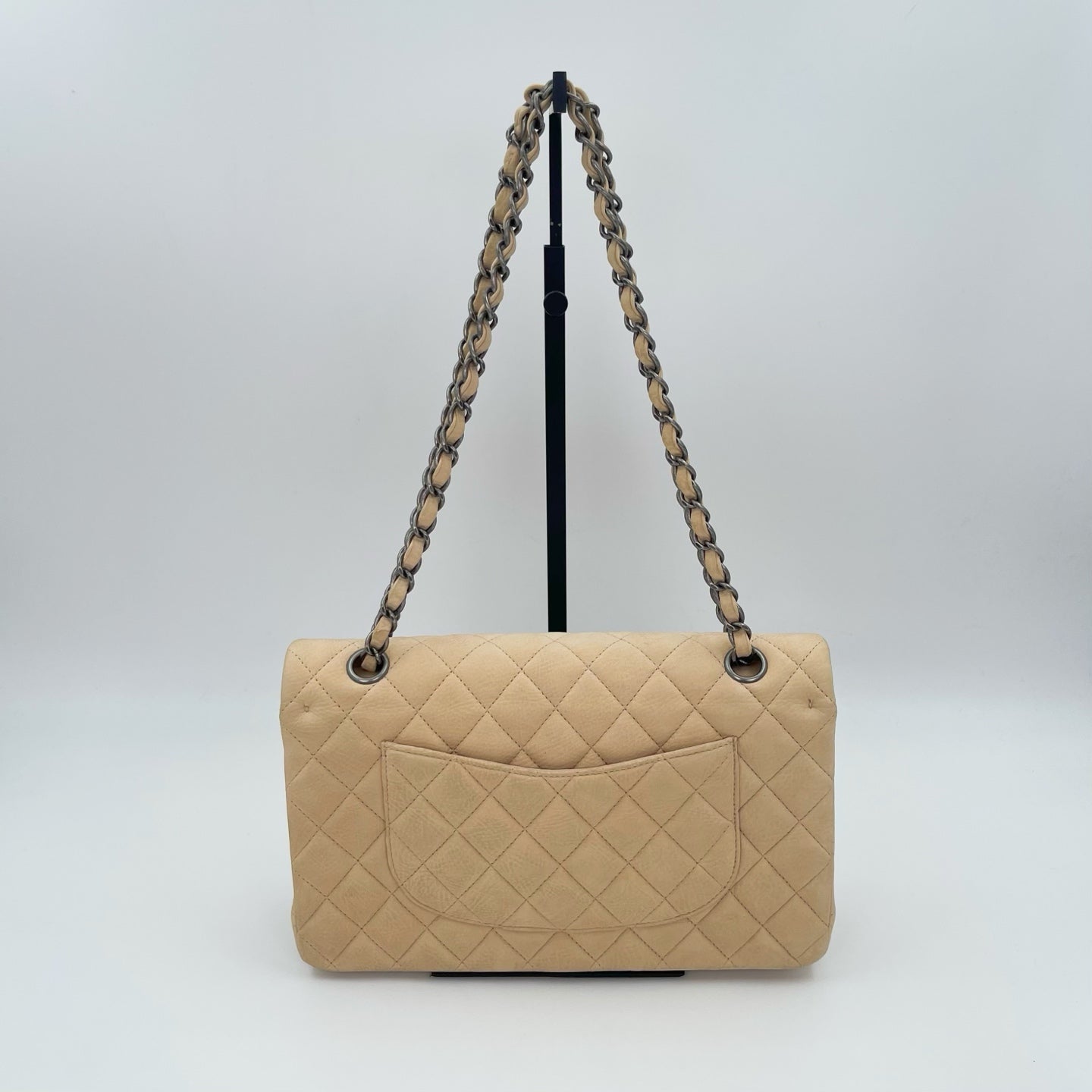 Chanel Classic Flap 25 Nude Aged Leather Silver Hardware [Used]