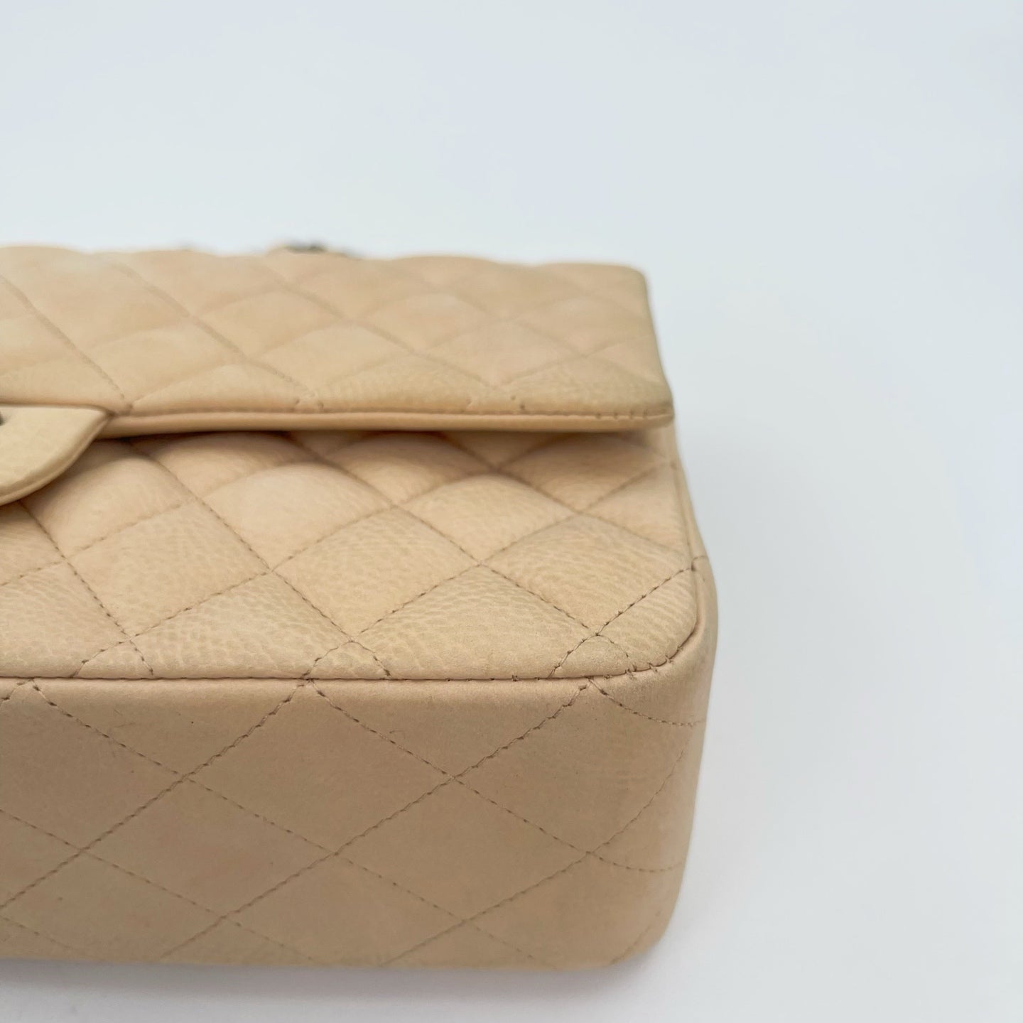 Chanel Classic Flap 25 Nude Aged Leather Silver Hardware [Used]