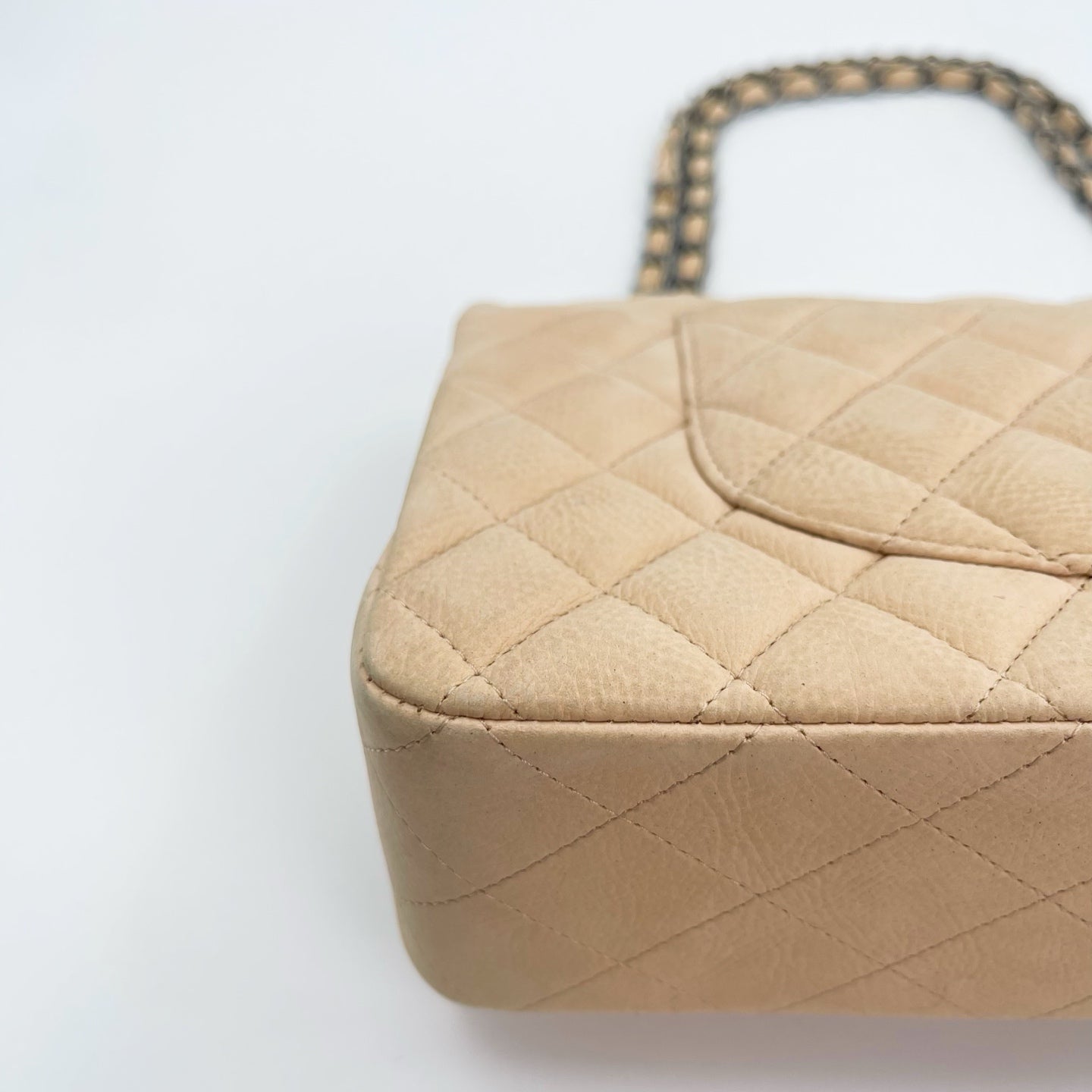 Chanel Classic Flap 25 Nude Aged Leather Silver Hardware [Used]