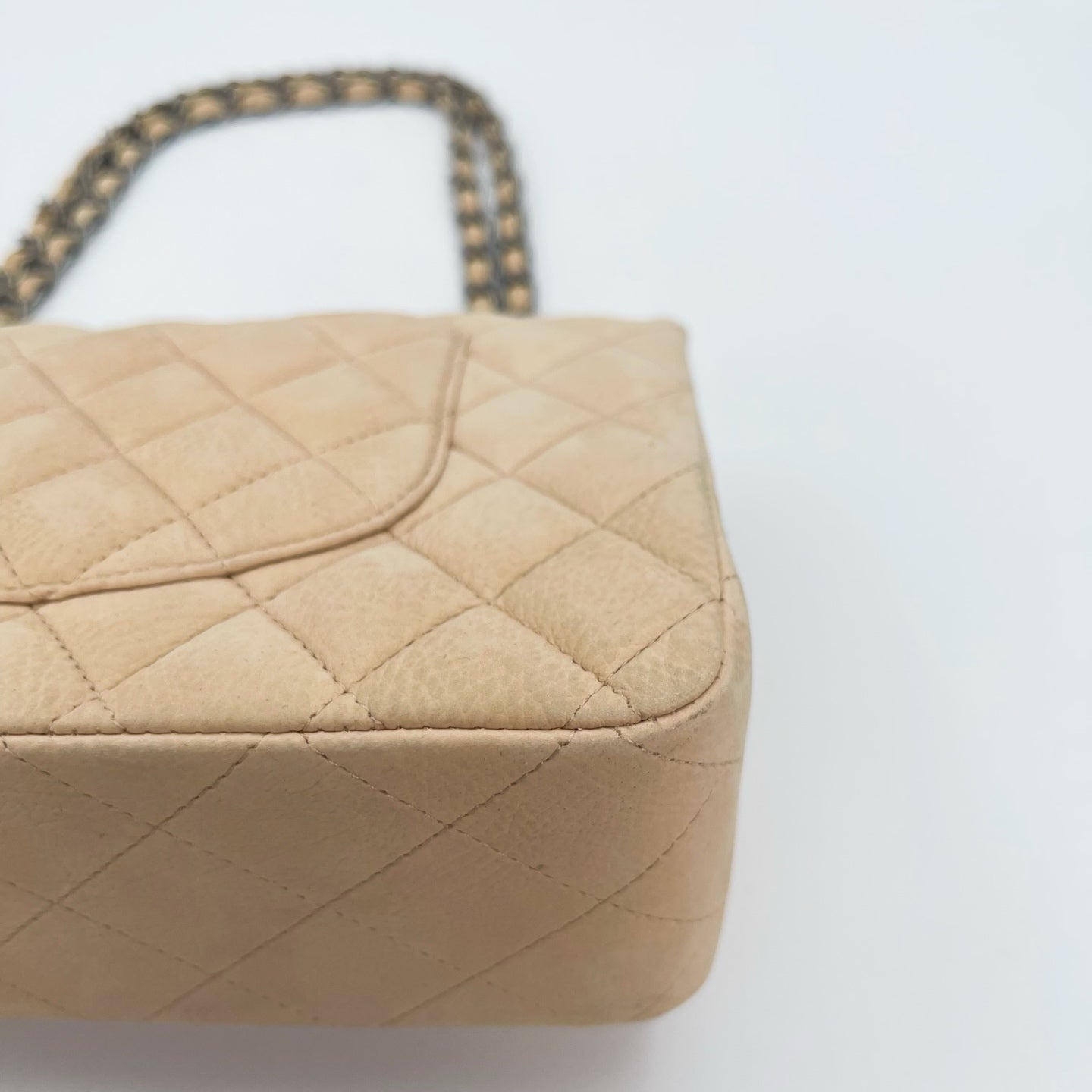 Chanel Classic Flap 25 Nude Aged Leather Silver Hardware [Used]