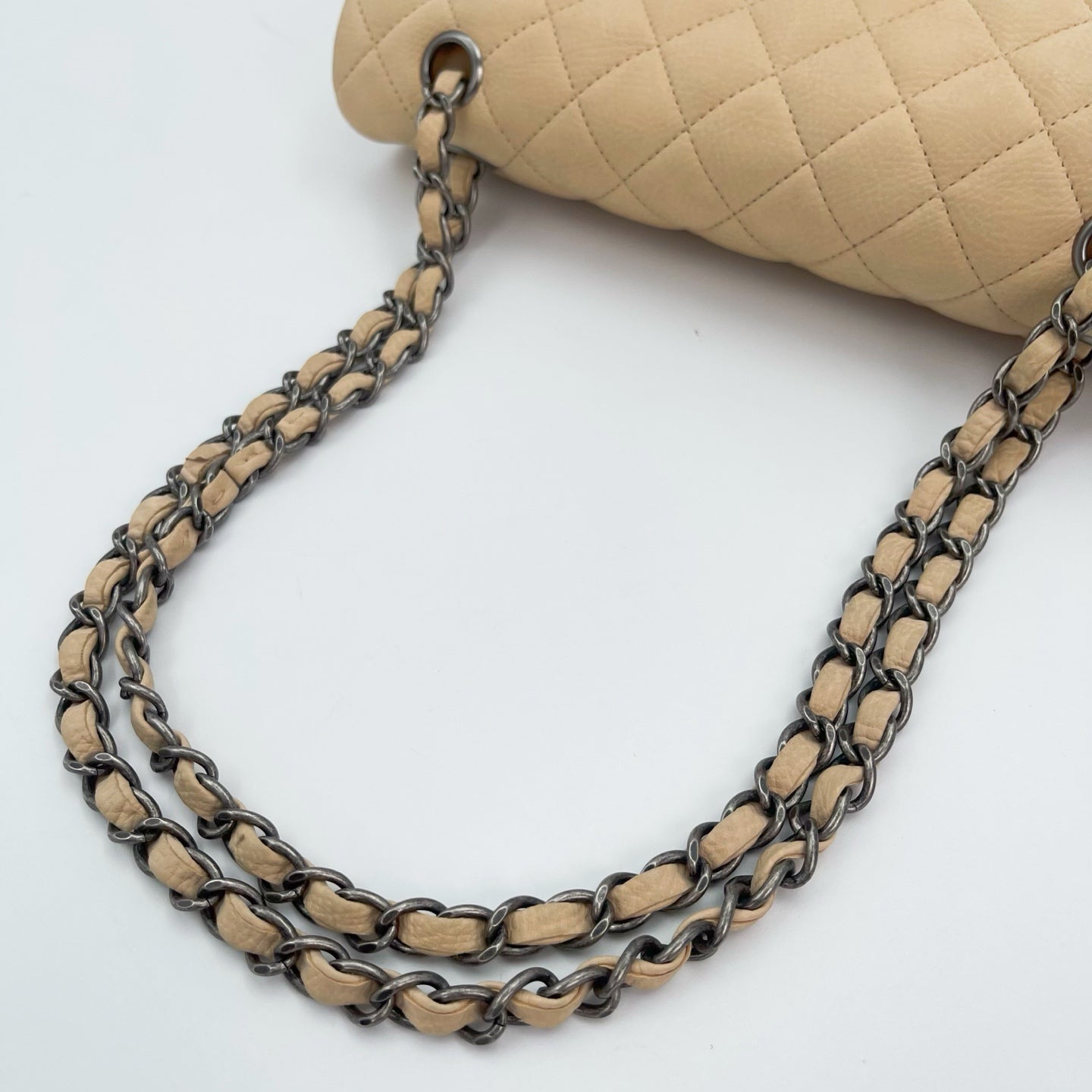 Chanel Classic Flap 25 Nude Aged Leather Silver Hardware [Used]