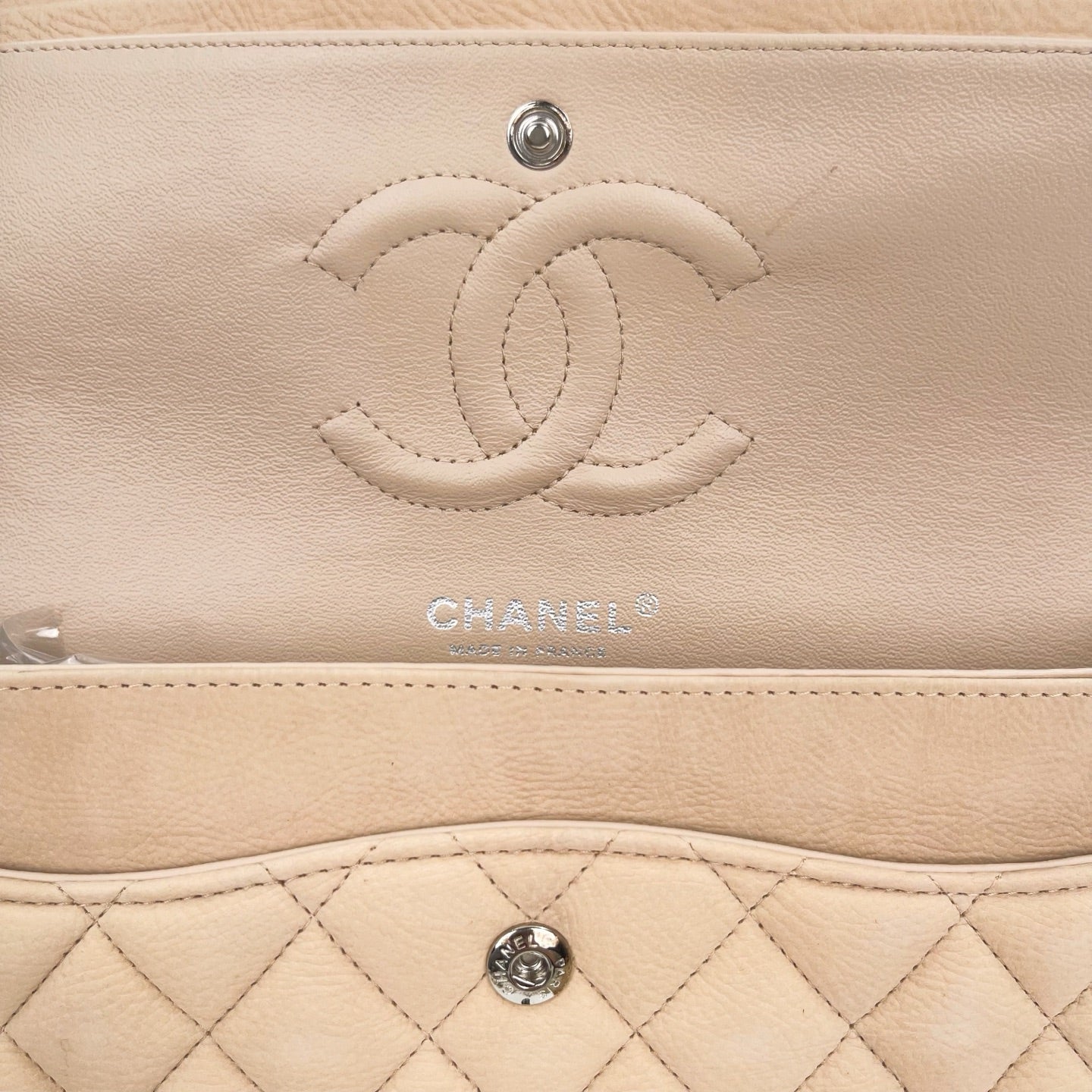 Chanel Classic Flap 25 Nude Aged Leather Silver Hardware [Used]