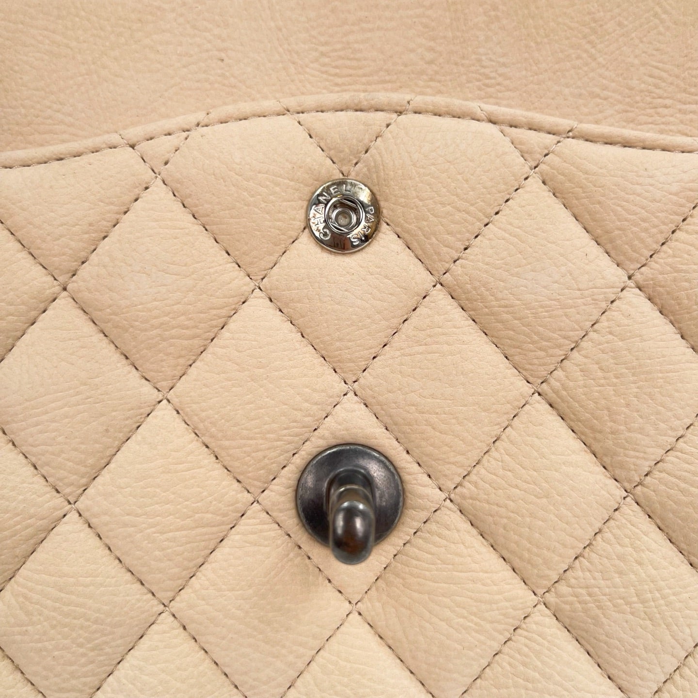 Chanel Classic Flap 25 Nude Aged Leather Silver Hardware [Used]