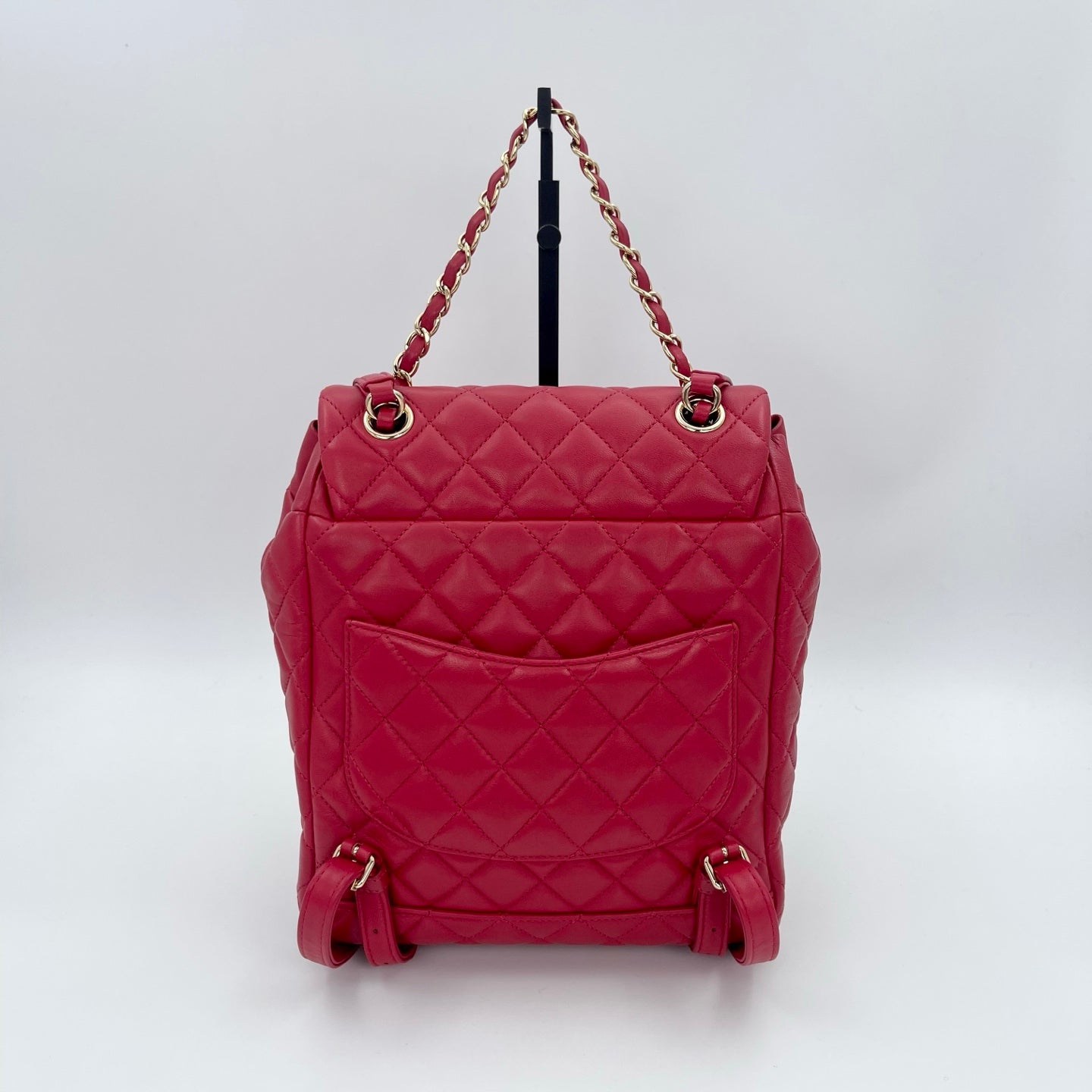 Chanel Red Caviar Leather Chain backpack Bag Silver Hardware [Used]