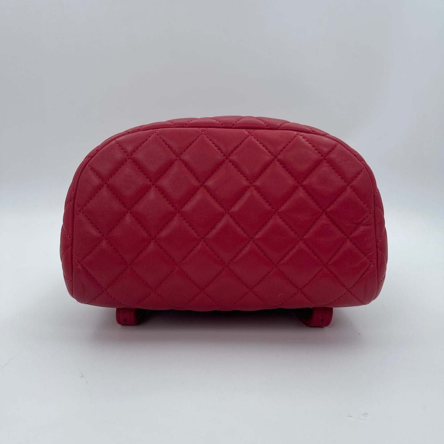 Chanel Red Caviar Leather Chain backpack Bag Silver Hardware [Used]