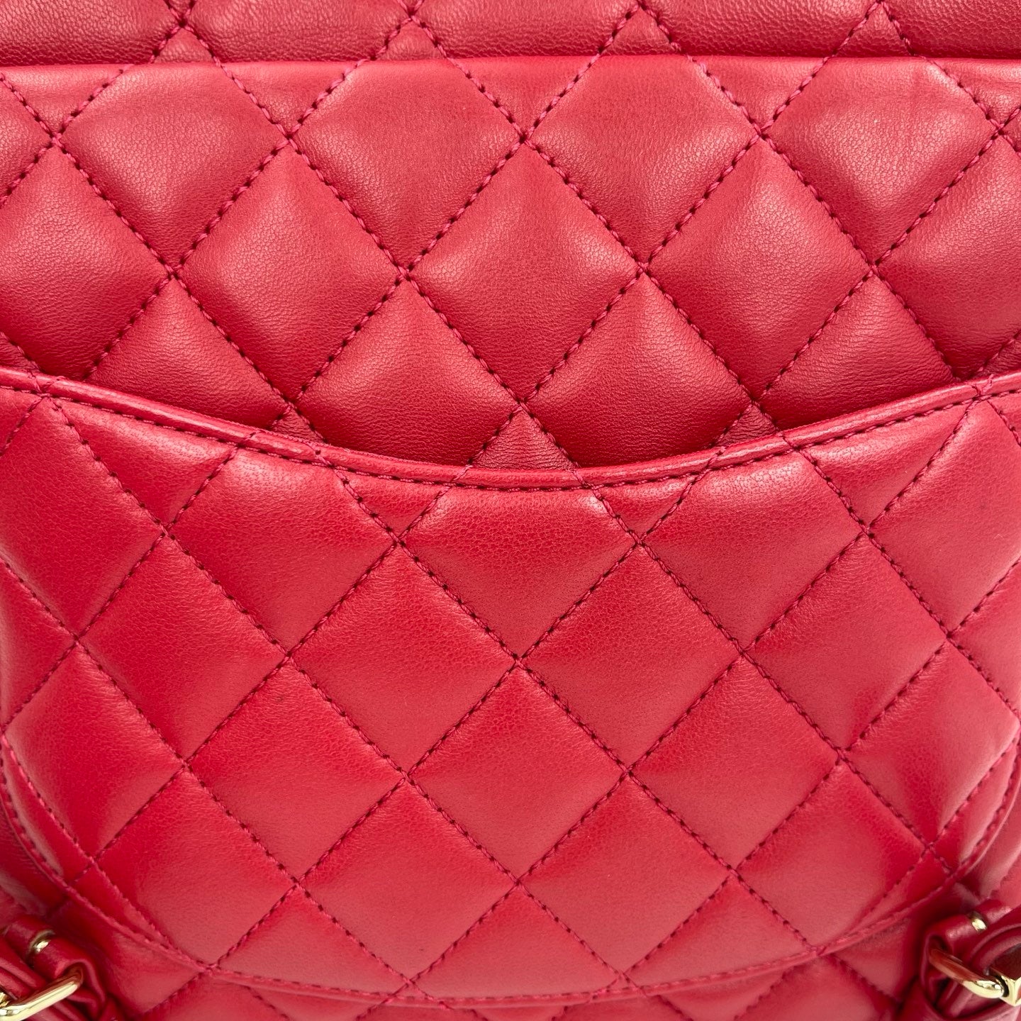 Chanel Red Caviar Leather Chain backpack Bag Silver Hardware [Used]