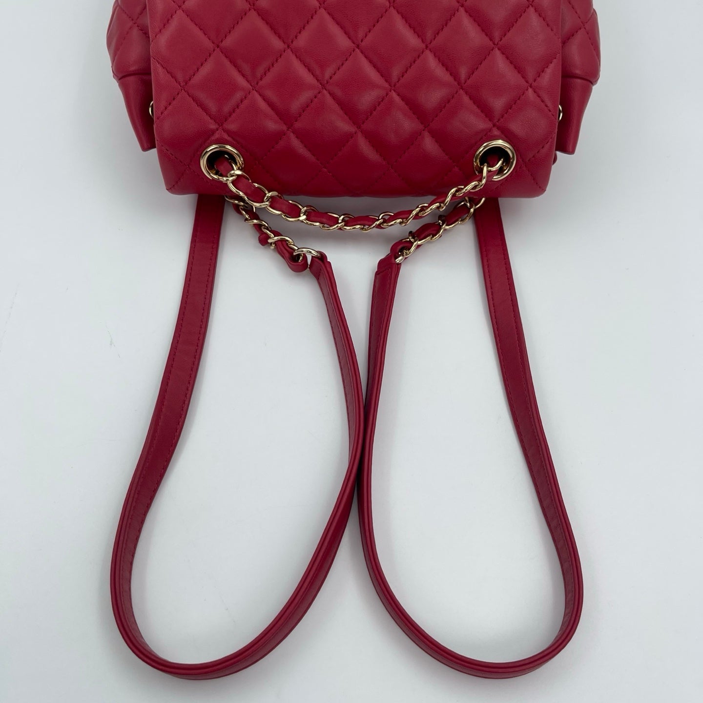 Chanel Red Caviar Leather Chain backpack Bag Silver Hardware [Used]