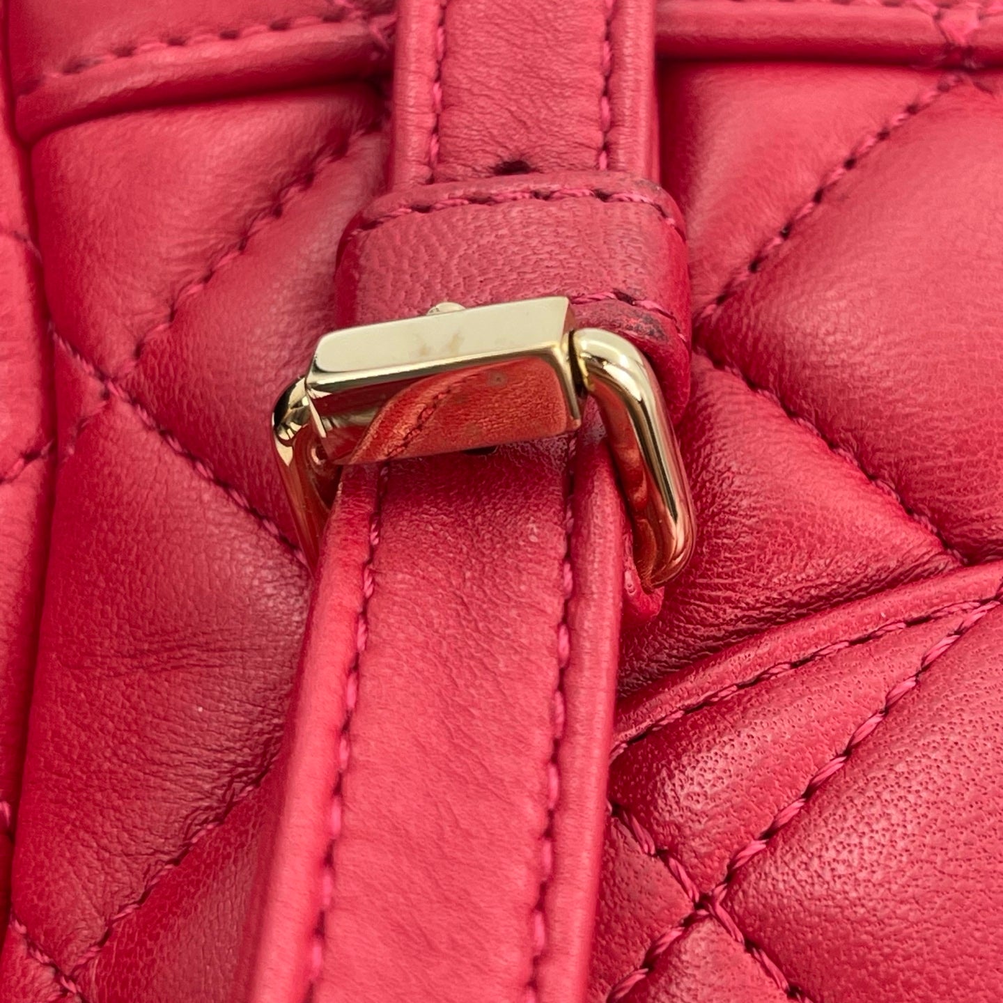 Chanel Red Caviar Leather Chain backpack Bag Silver Hardware [Used]